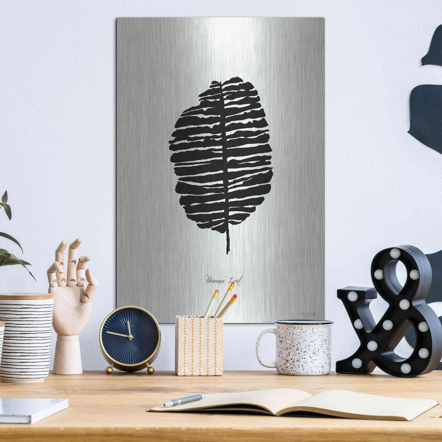 Luxe Metal Art 'Ebony Palm I' by Cindy Jacobs, Metal Wall Art,12x16