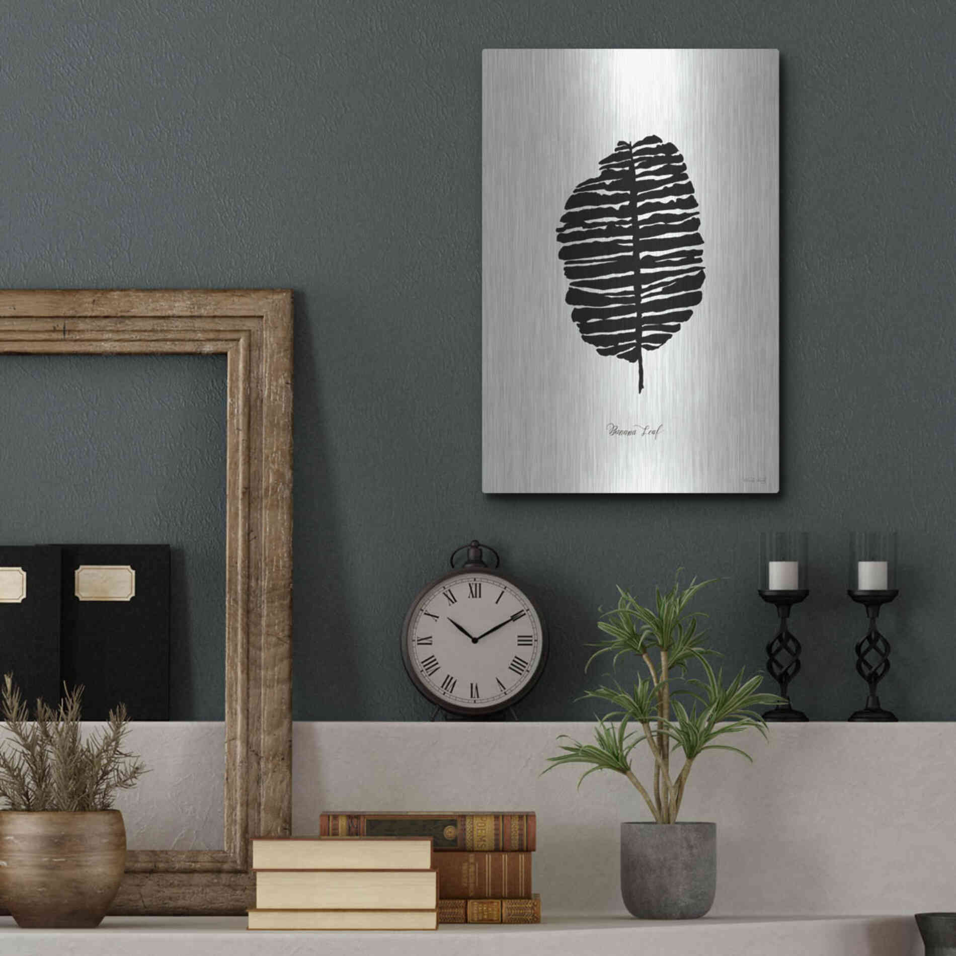 Luxe Metal Art 'Ebony Palm I' by Cindy Jacobs, Metal Wall Art,12x16