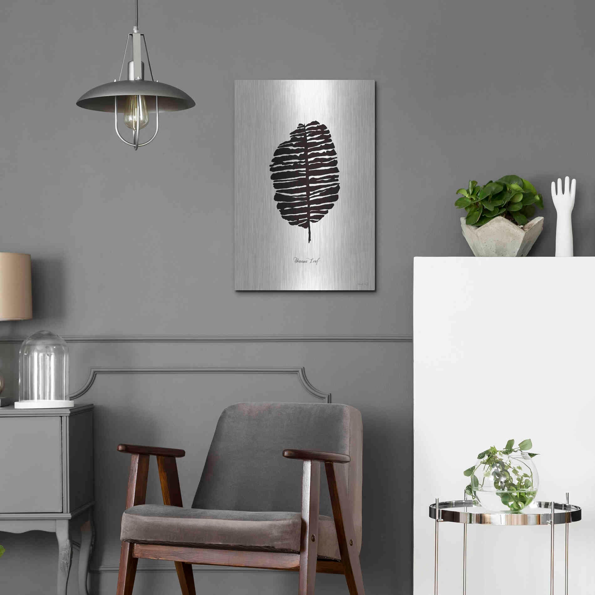 Luxe Metal Art 'Ebony Palm I' by Cindy Jacobs, Metal Wall Art,16x24