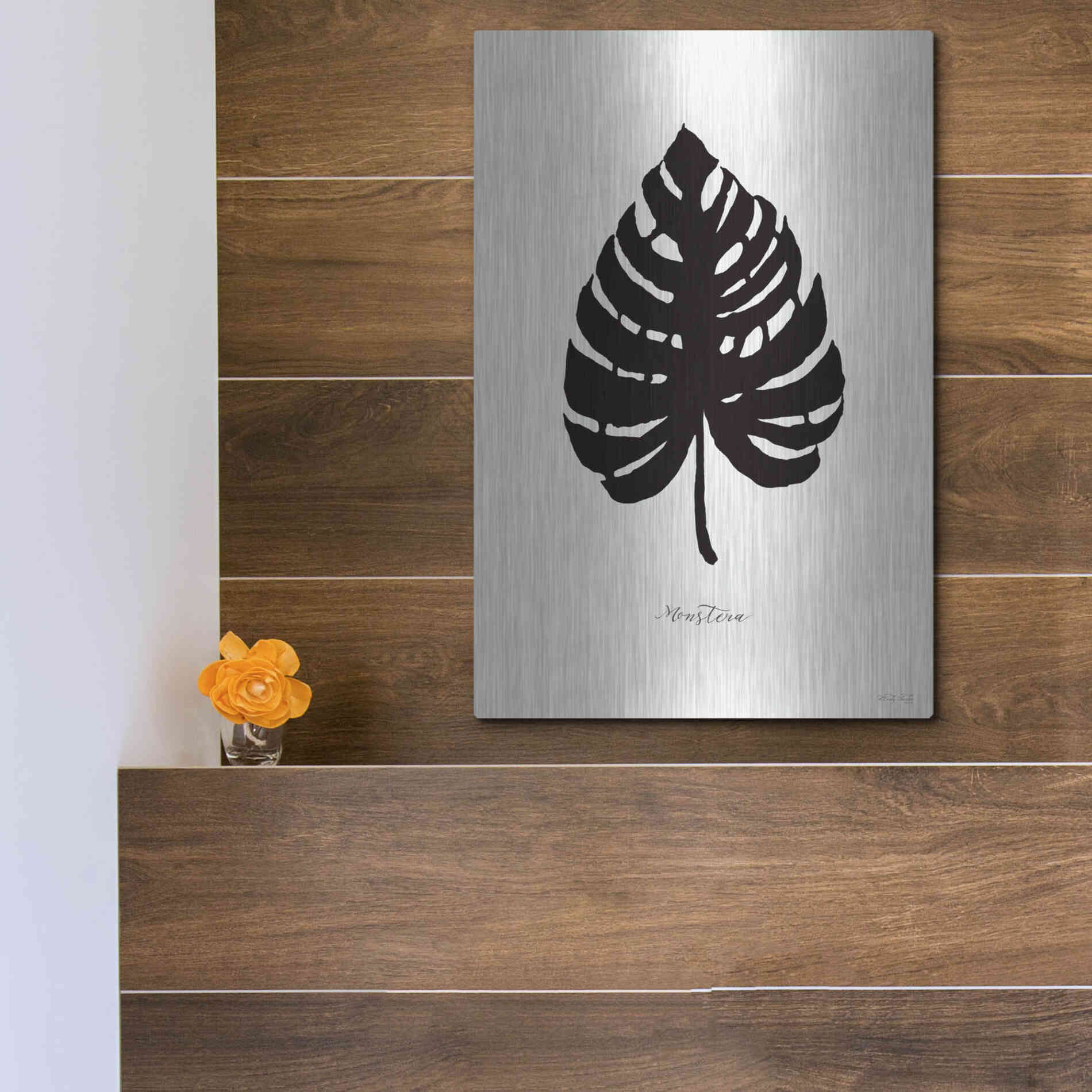 Luxe Metal Art 'Ebony Palm II' by Cindy Jacobs, Metal Wall Art,12x16