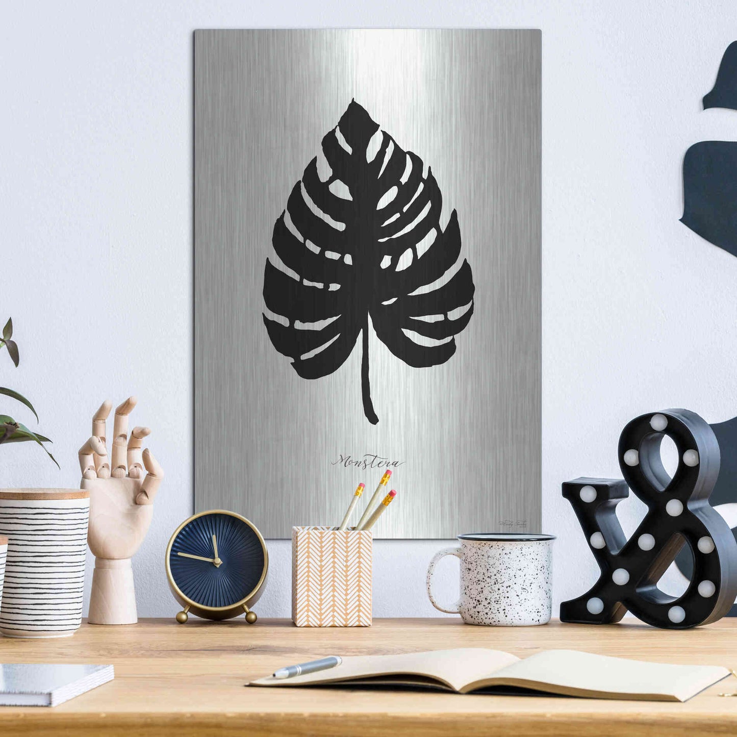 Luxe Metal Art 'Ebony Palm II' by Cindy Jacobs, Metal Wall Art,12x16