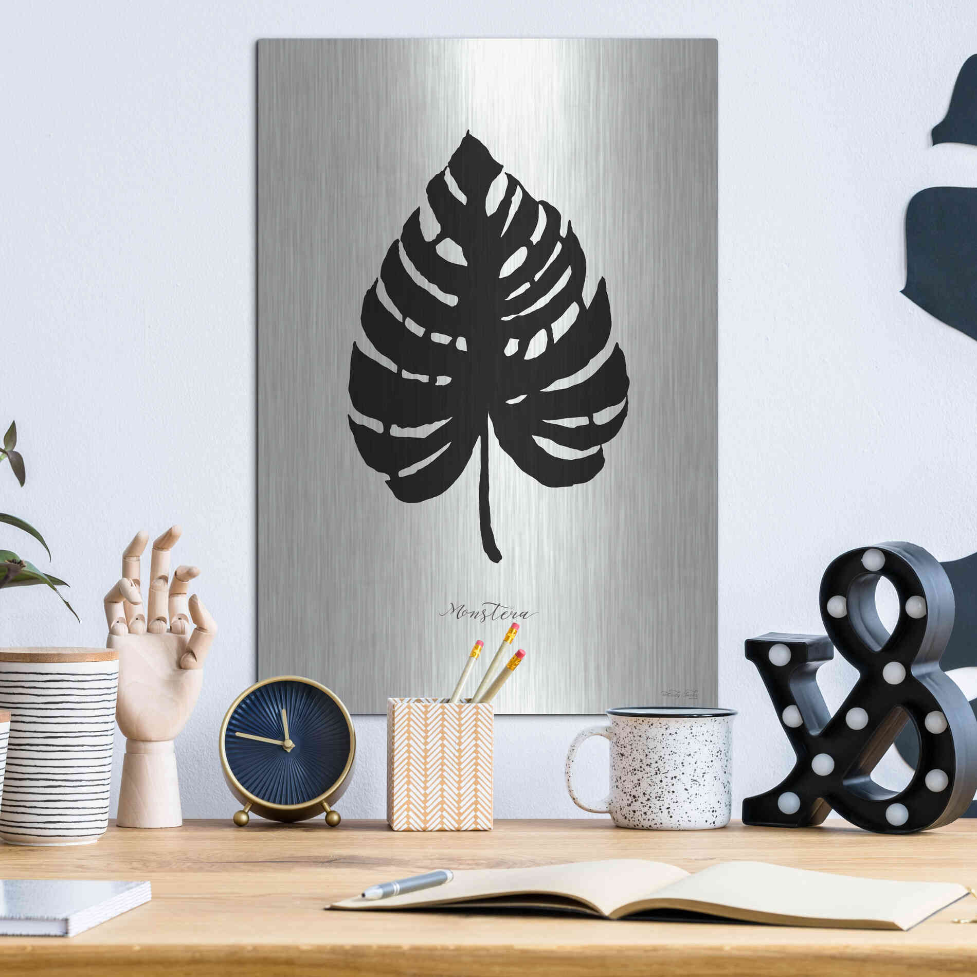 Luxe Metal Art 'Ebony Palm II' by Cindy Jacobs, Metal Wall Art,12x16