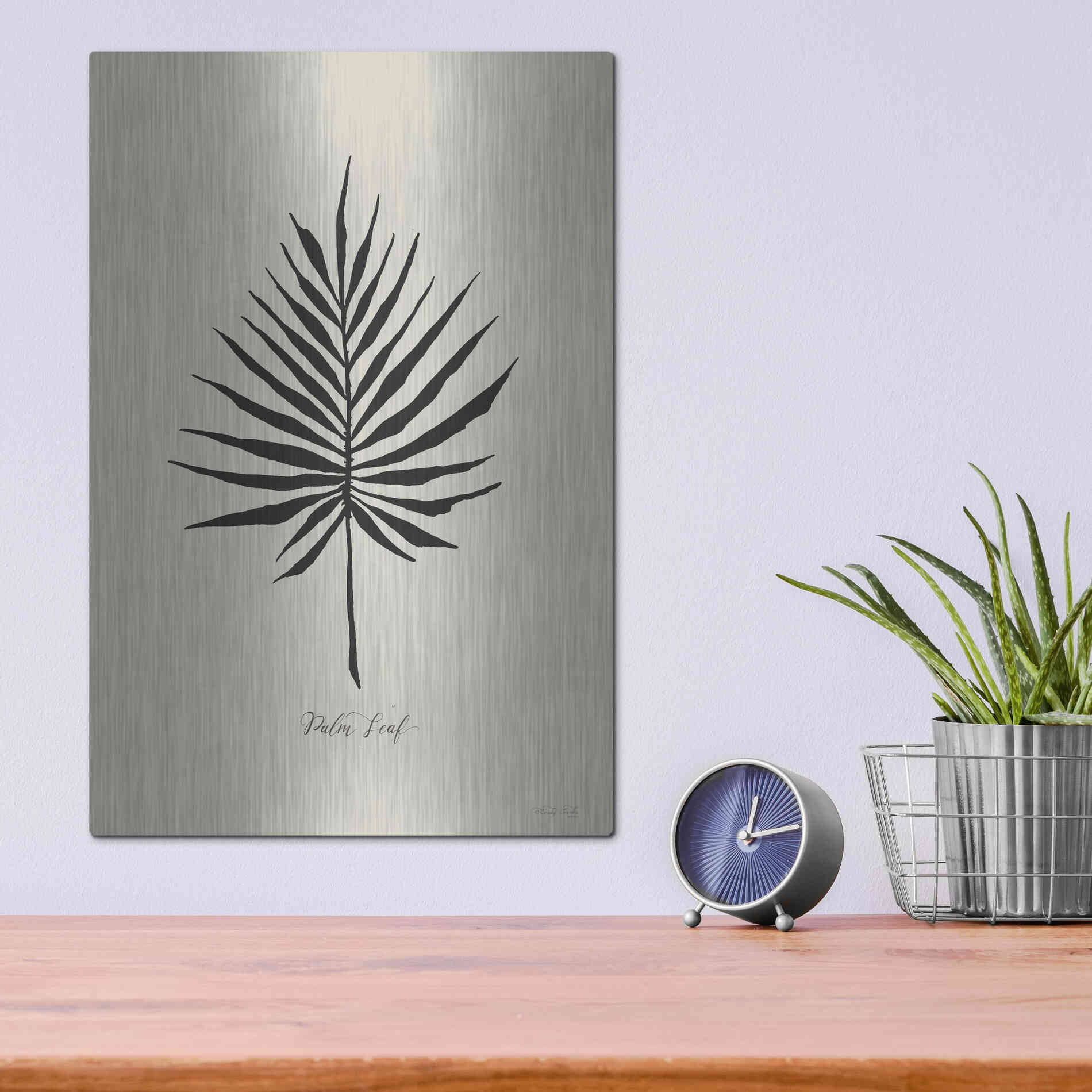 Luxe Metal Art 'Ebony Palm IV' by Cindy Jacobs, Metal Wall Art,12x16