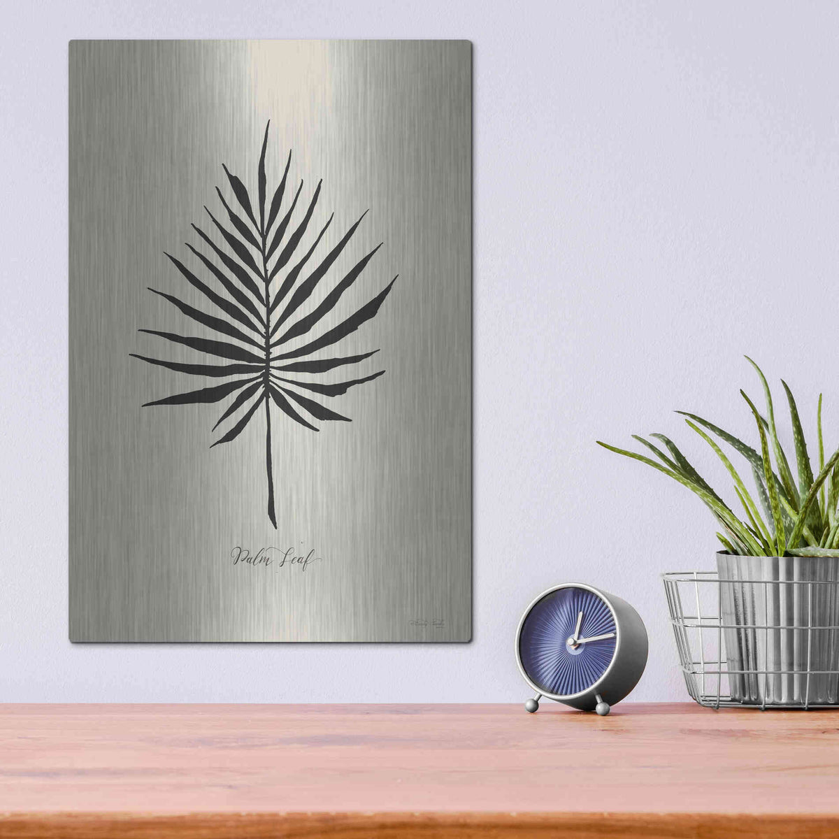 Luxe Metal Art 'Ebony Palm IV' by Cindy Jacobs, Metal Wall Art,12x16