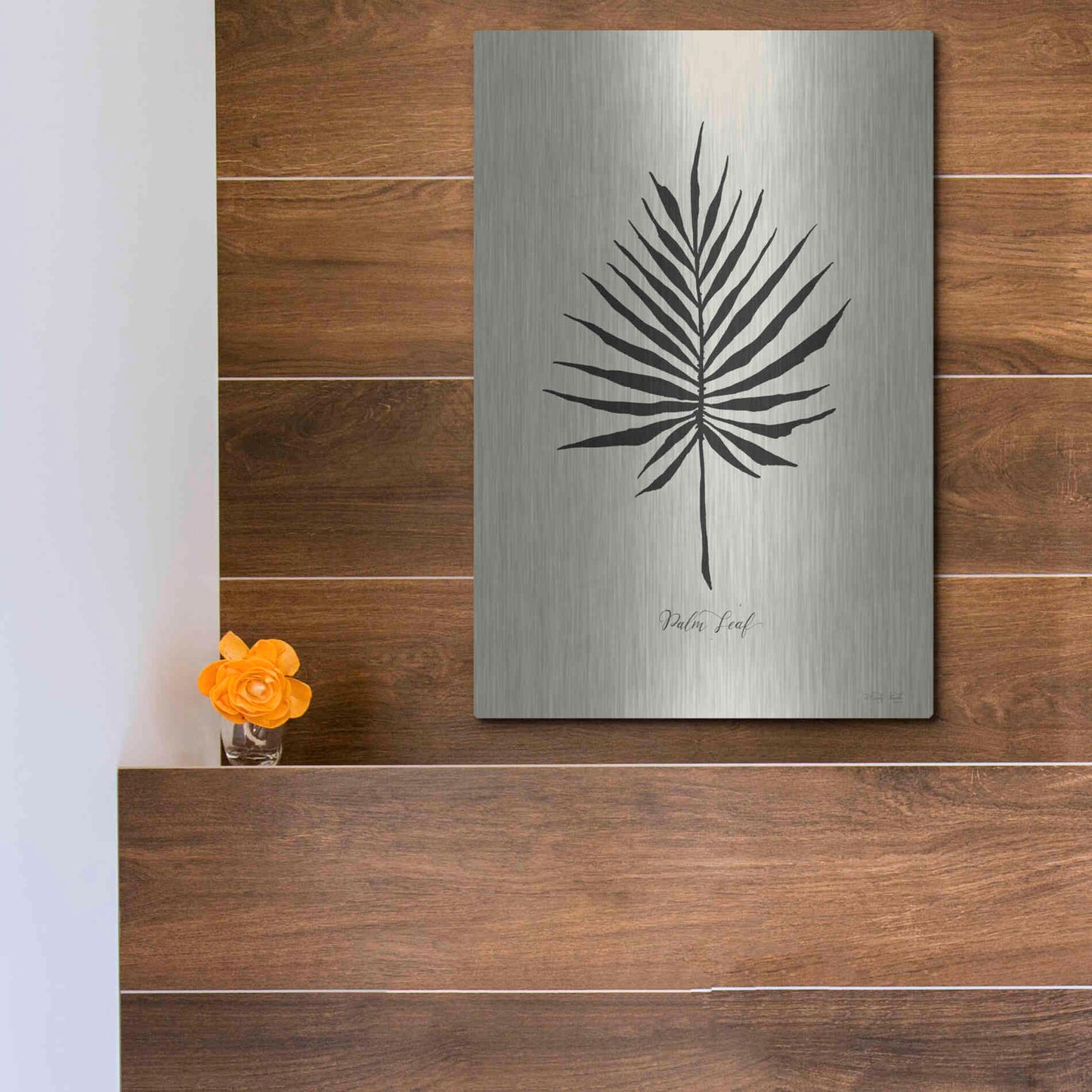 Luxe Metal Art 'Ebony Palm IV' by Cindy Jacobs, Metal Wall Art,12x16