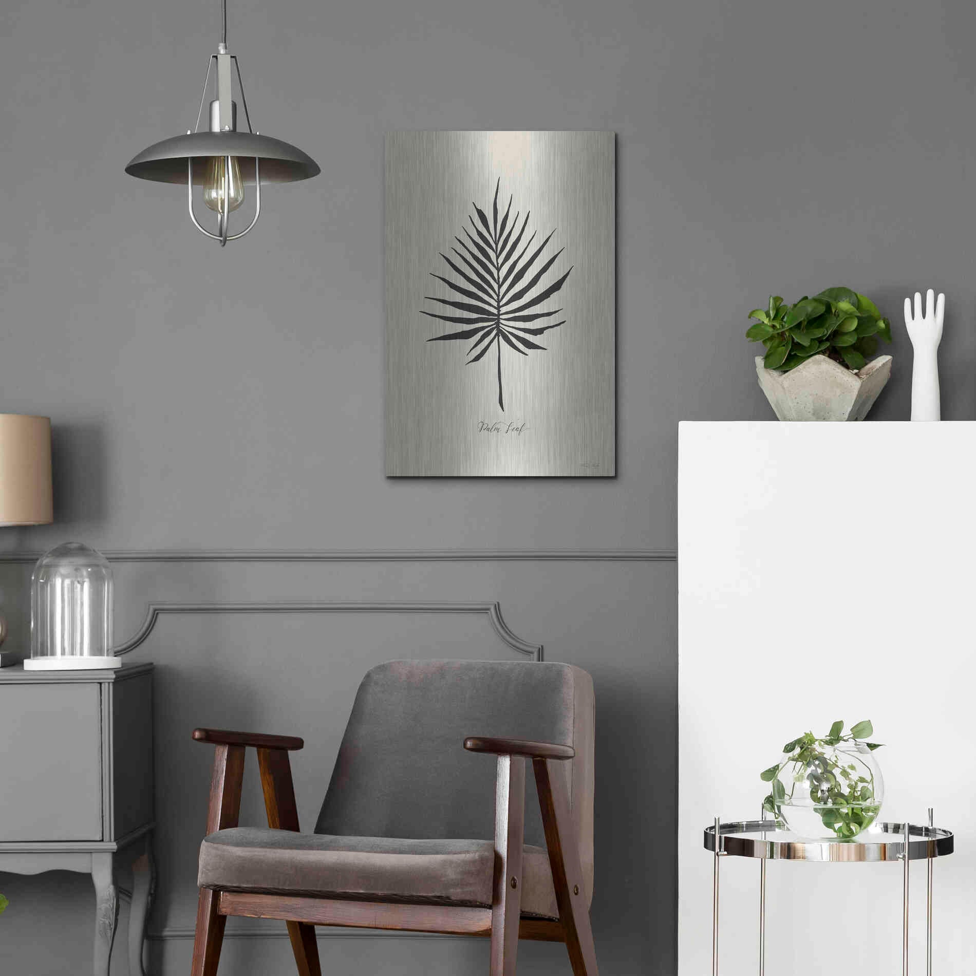 Luxe Metal Art 'Ebony Palm IV' by Cindy Jacobs, Metal Wall Art,16x24