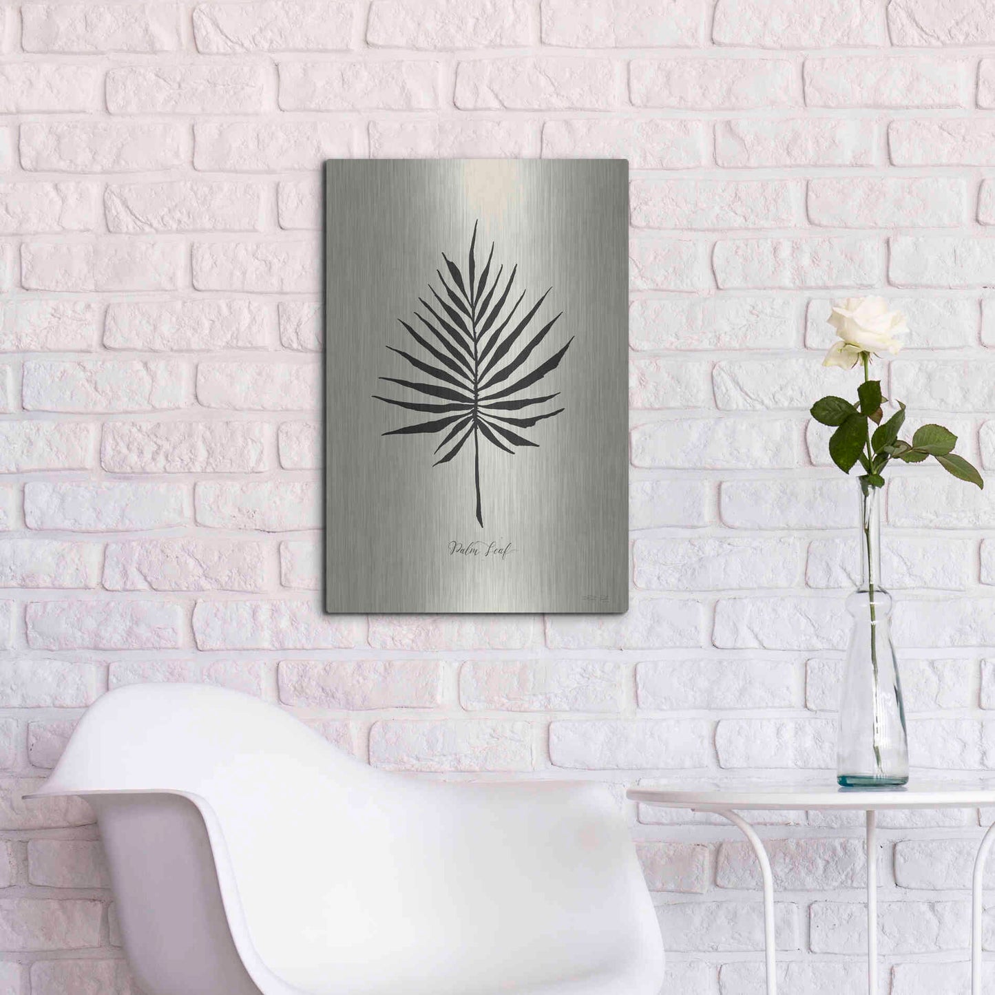 Luxe Metal Art 'Ebony Palm IV' by Cindy Jacobs, Metal Wall Art,16x24