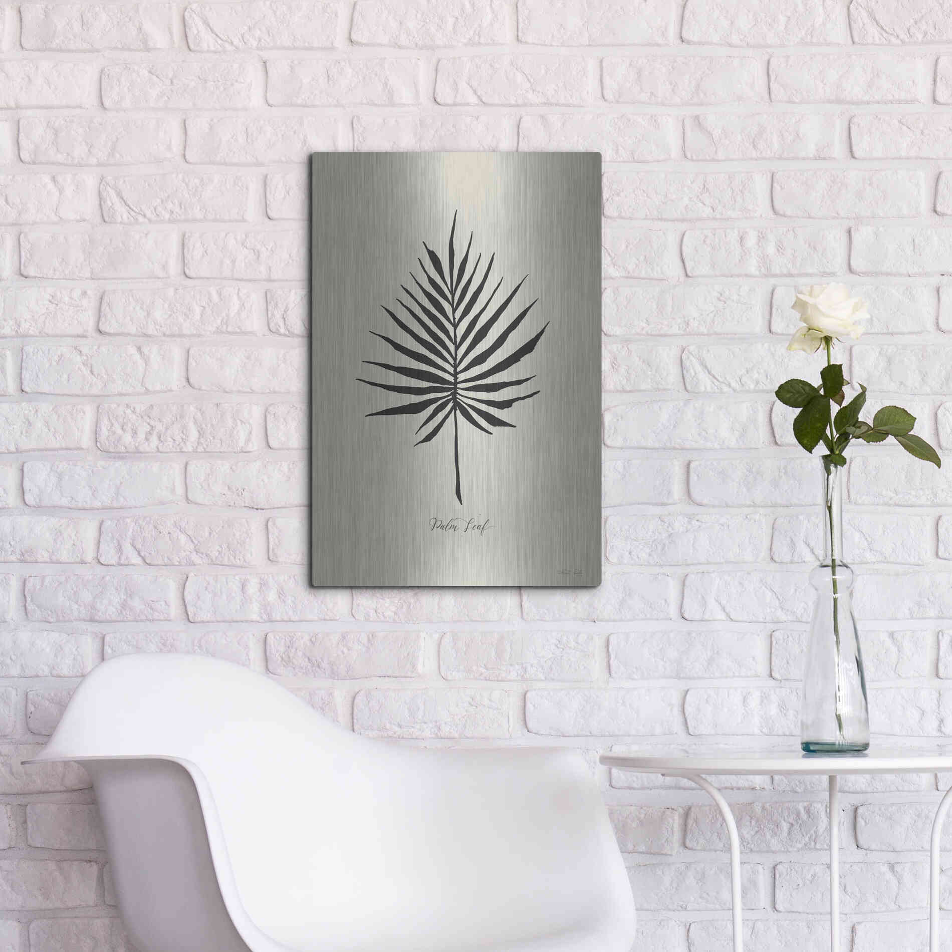 Luxe Metal Art 'Ebony Palm IV' by Cindy Jacobs, Metal Wall Art,16x24
