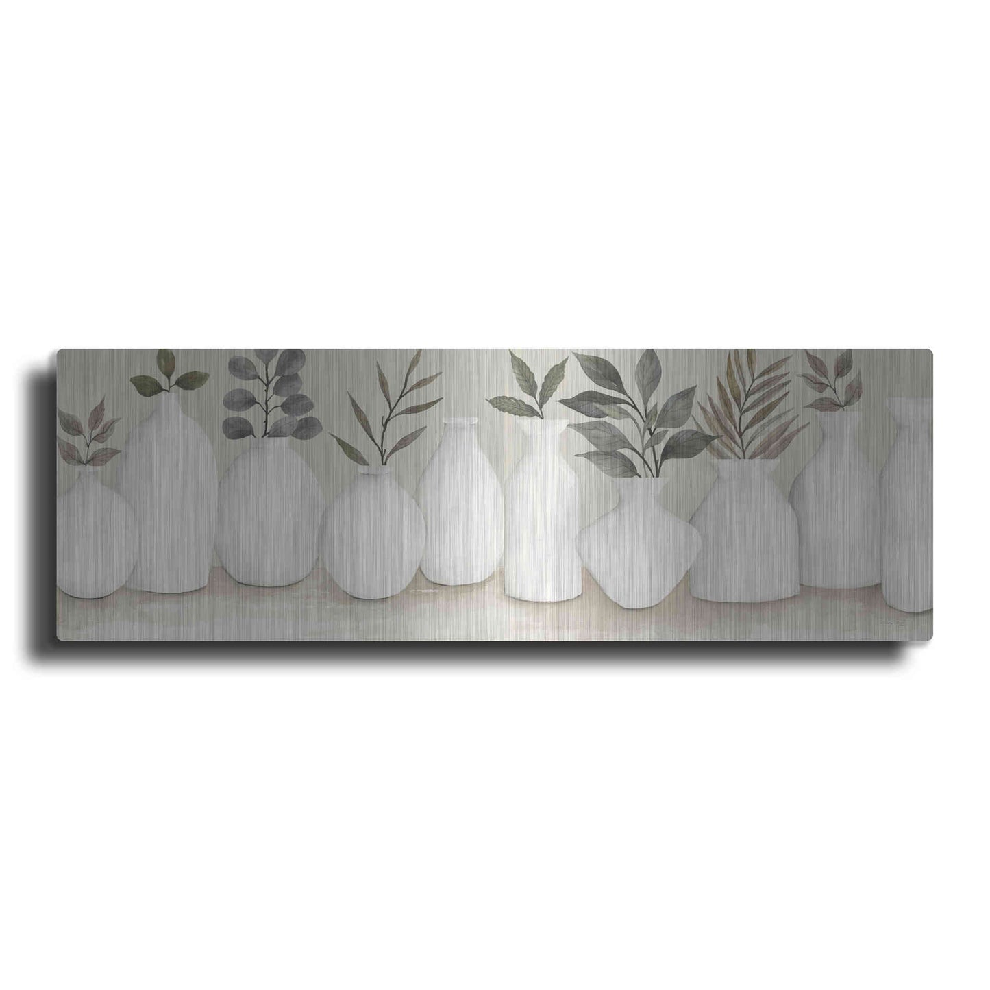 Luxe Metal Art 'Ivory Vases in a Row' by Cindy Jacobs, Metal Wall Art