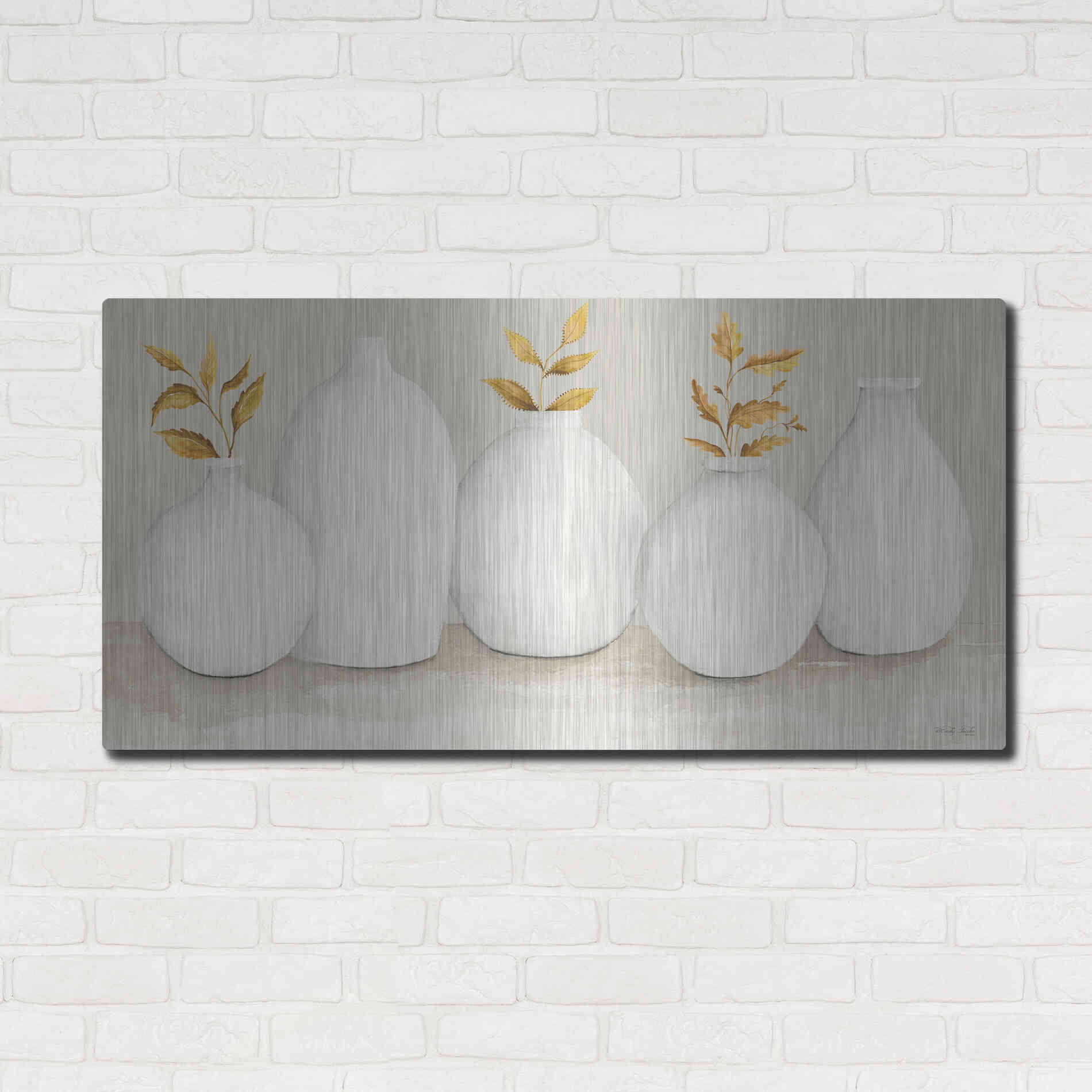 Luxe Metal Art 'Autumn Still Life I' by Cindy Jacobs, Metal Wall Art,48x24