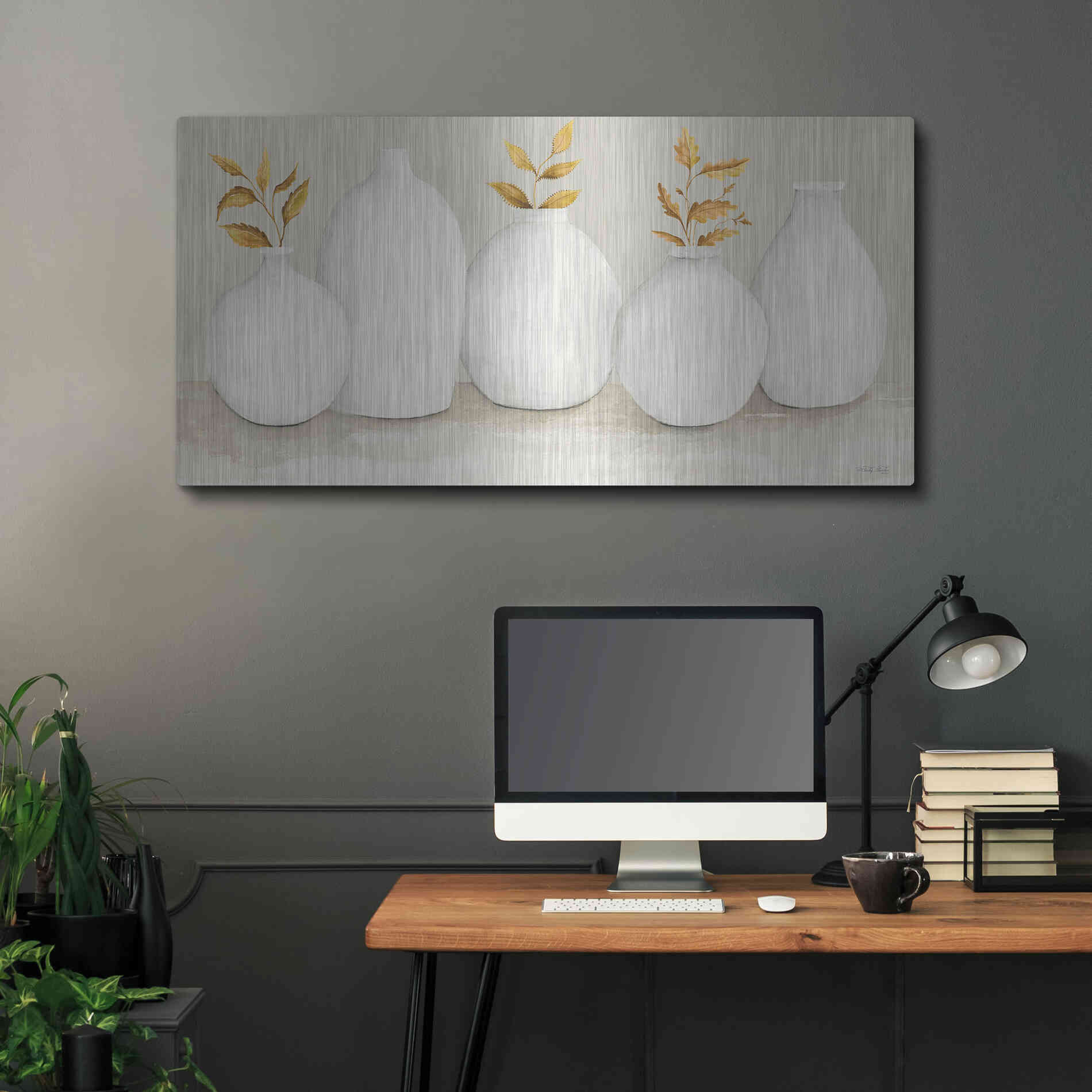 Luxe Metal Art 'Autumn Still Life I' by Cindy Jacobs, Metal Wall Art,48x24