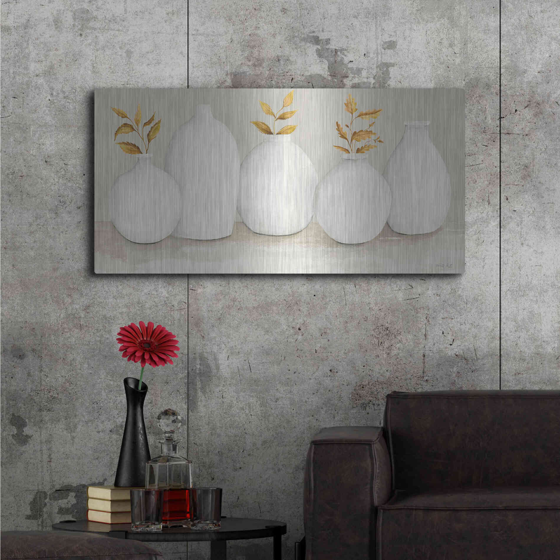 Luxe Metal Art 'Autumn Still Life I' by Cindy Jacobs, Metal Wall Art,48x24