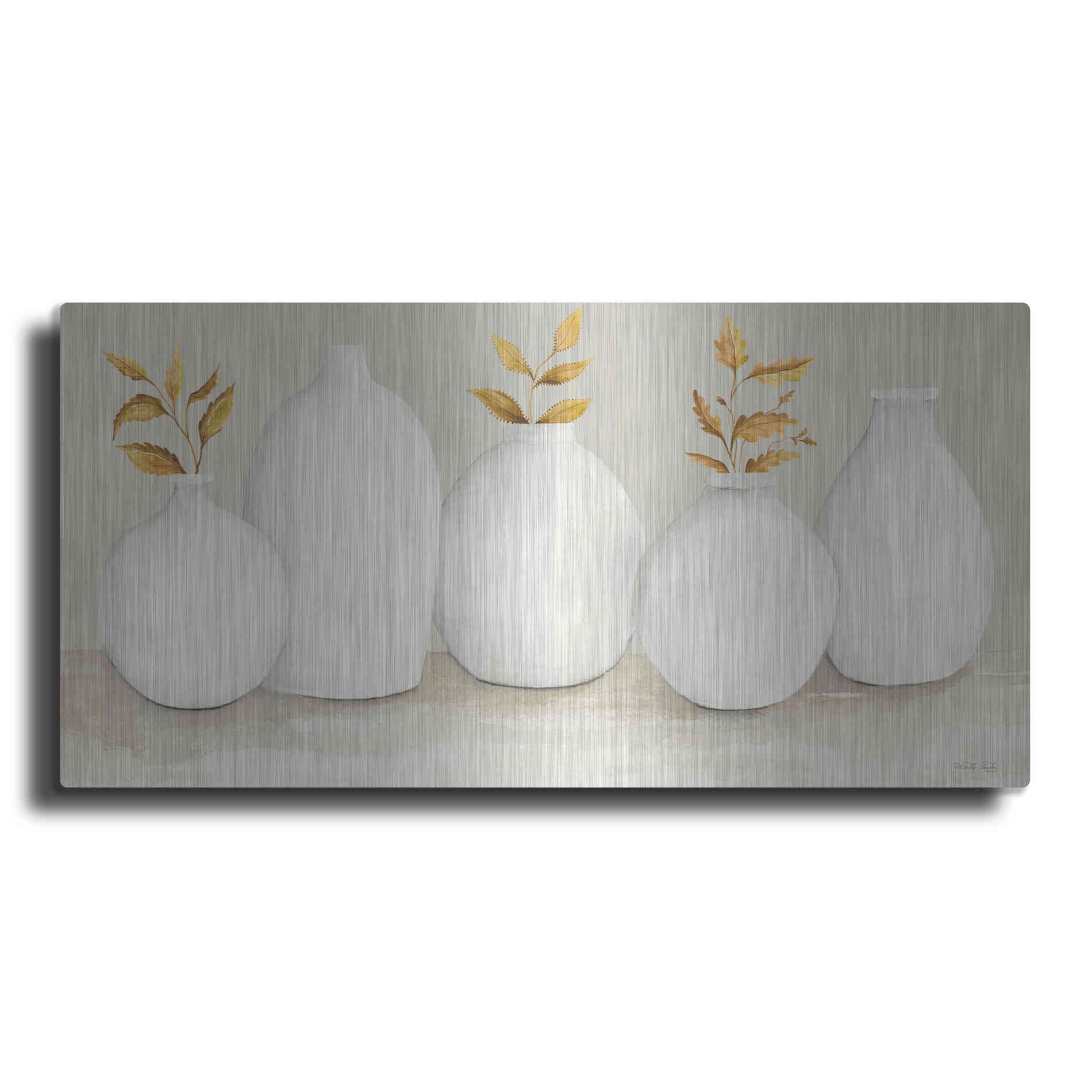 Luxe Metal Art 'Autumn Still Life I' by Cindy Jacobs, Metal Wall Art