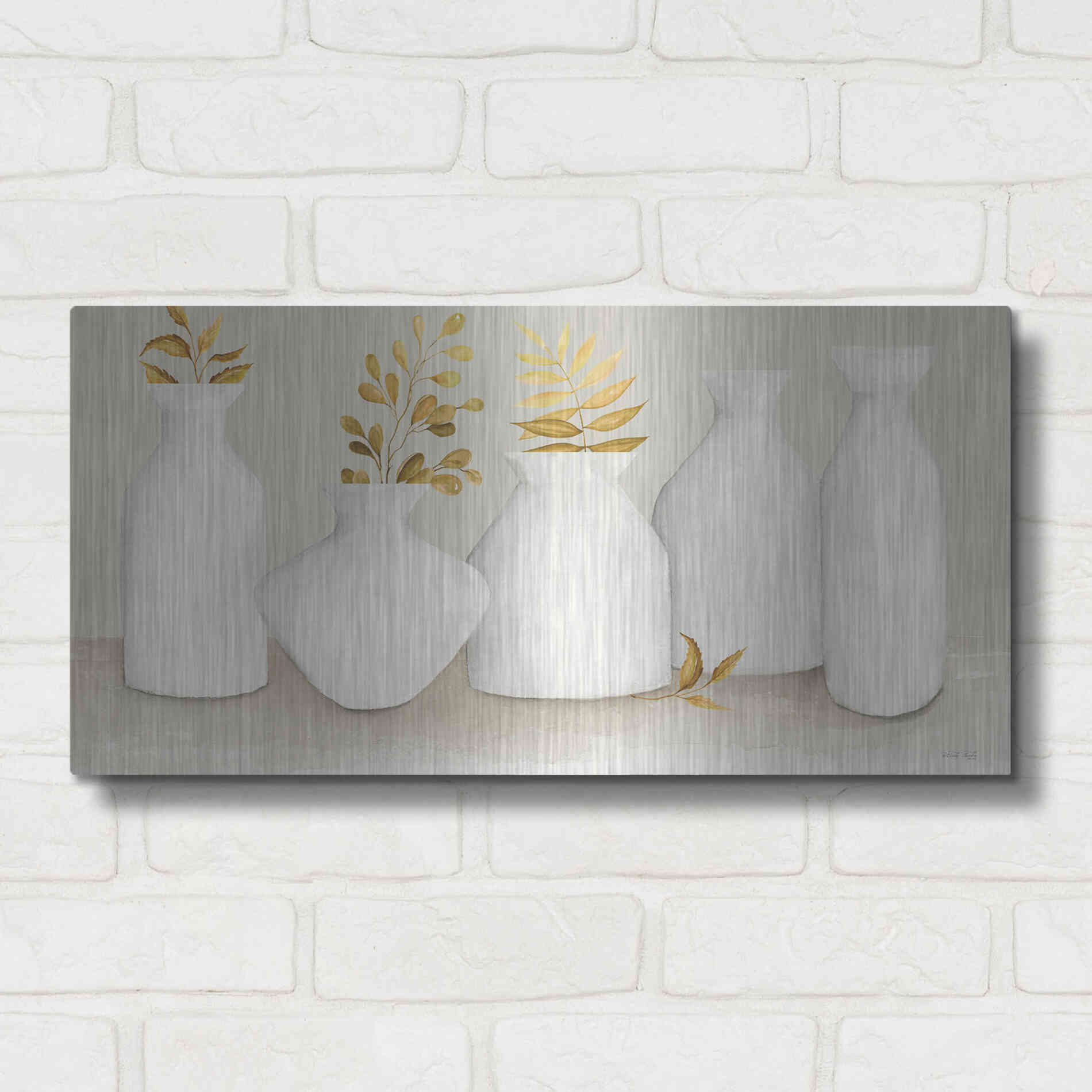 Luxe Metal Art 'Autumn Still Life II' by Cindy Jacobs, Metal Wall Art,24x12