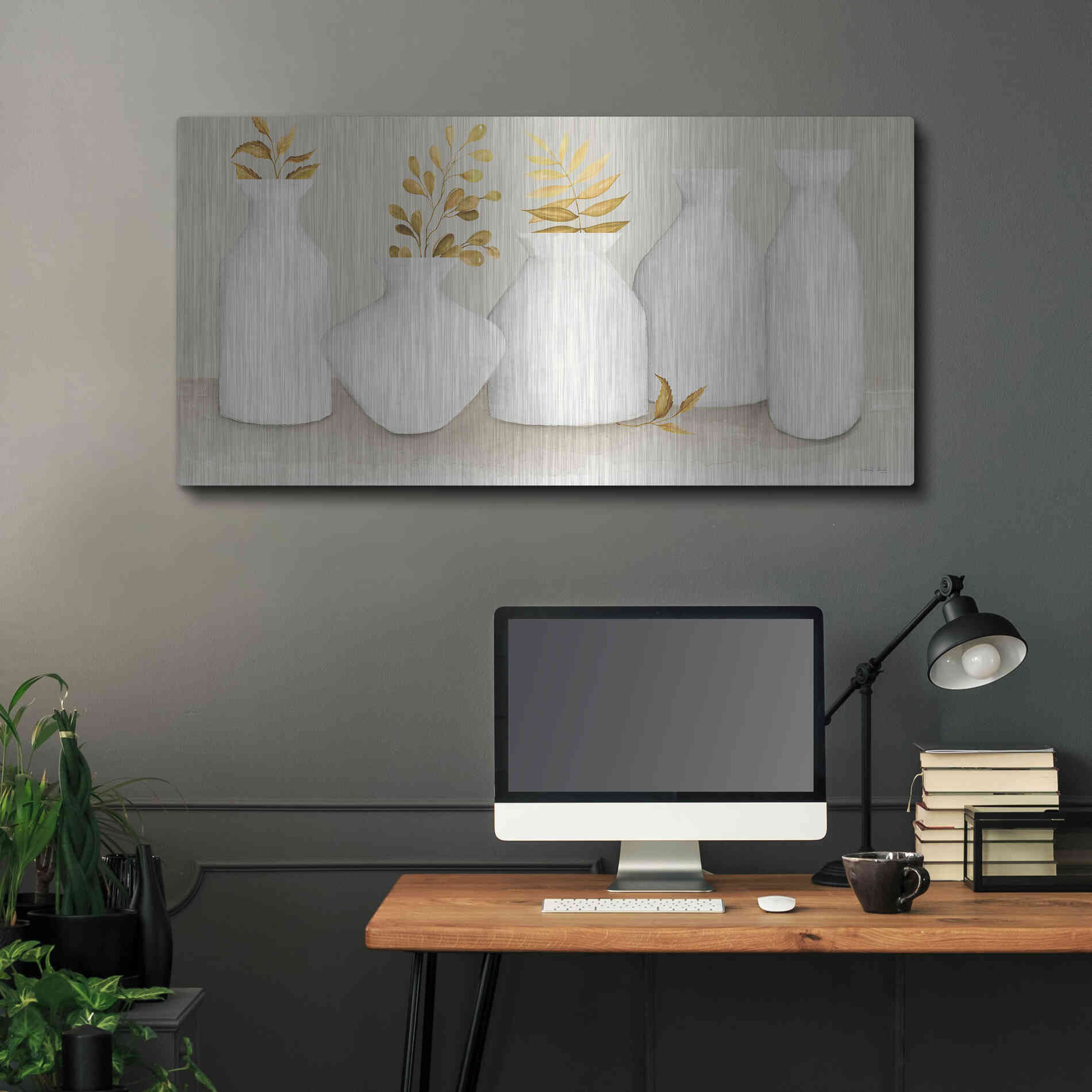 Luxe Metal Art 'Autumn Still Life II' by Cindy Jacobs, Metal Wall Art,48x24