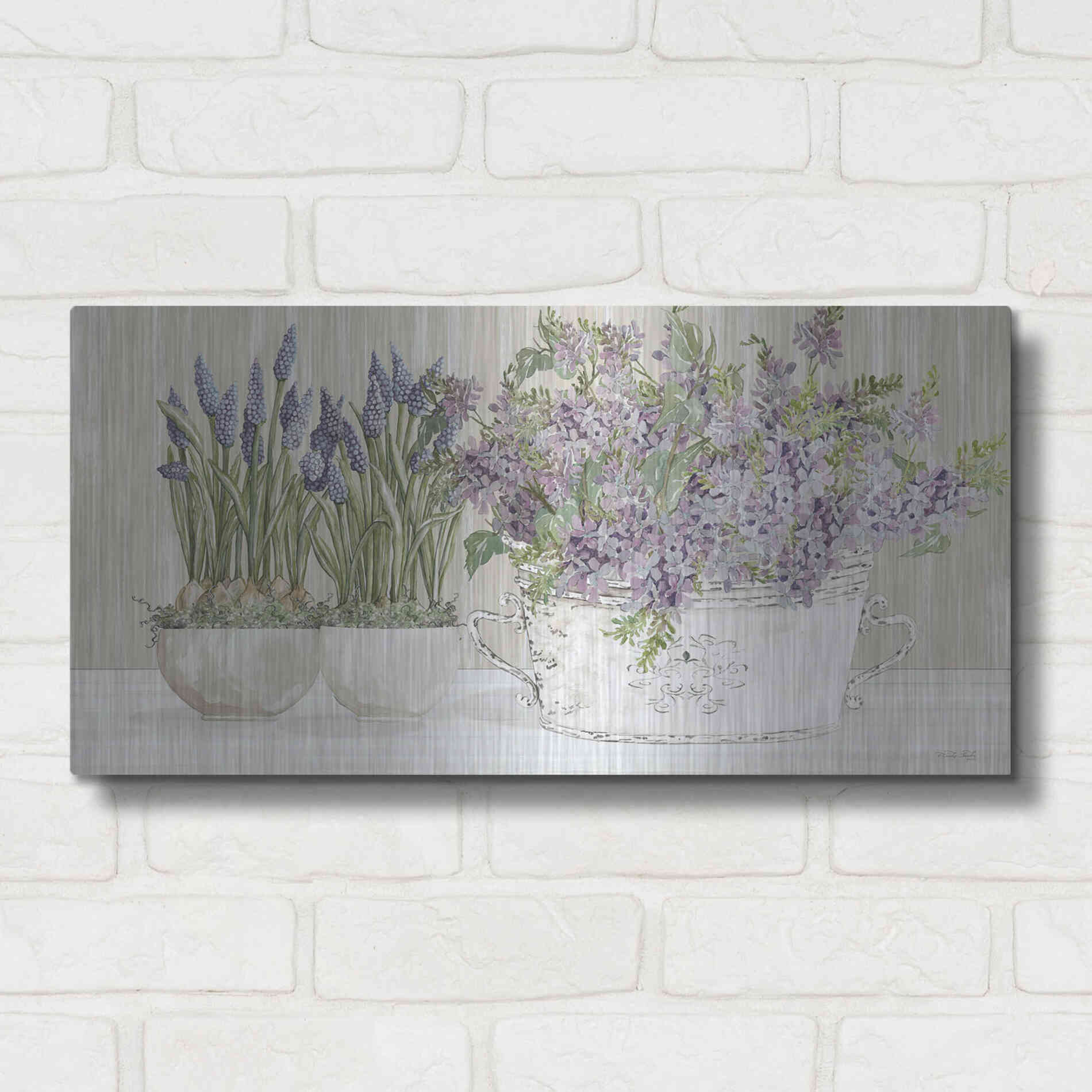 Luxe Metal Art 'Life is Better with Flowers' by Cindy Jacobs, Metal Wall Art,24x12