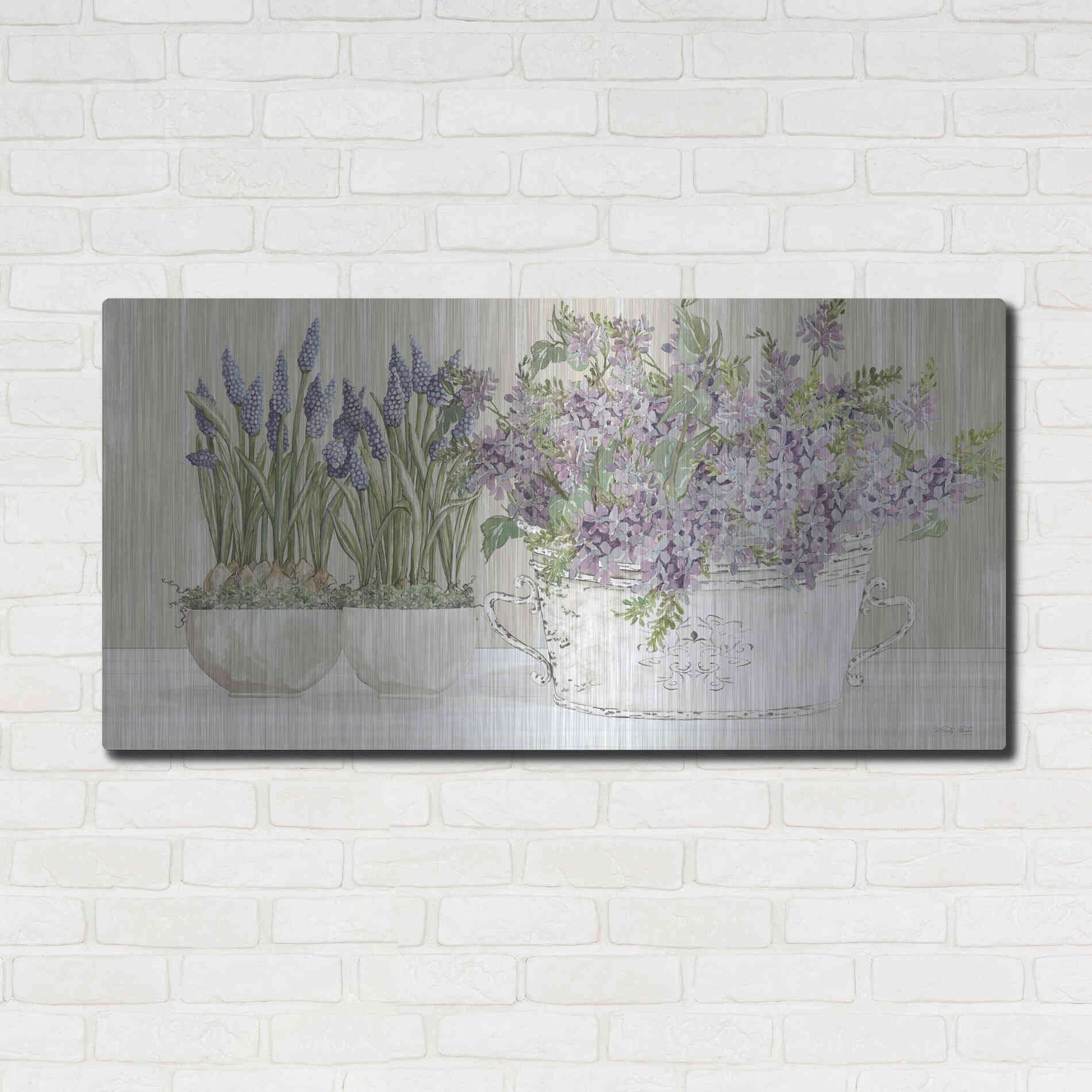 Luxe Metal Art 'Life is Better with Flowers' by Cindy Jacobs, Metal Wall Art,48x24
