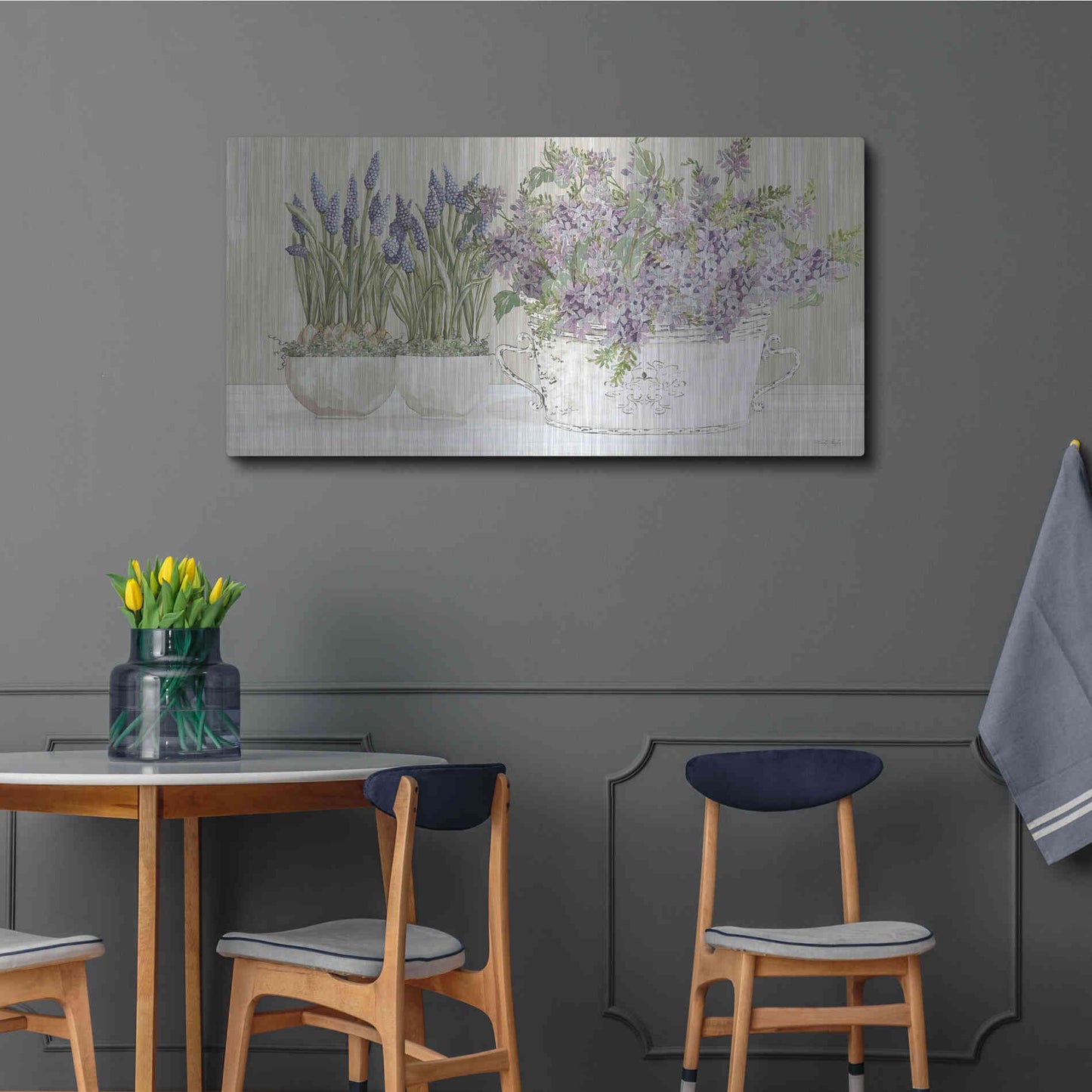 Luxe Metal Art 'Life is Better with Flowers' by Cindy Jacobs, Metal Wall Art,48x24