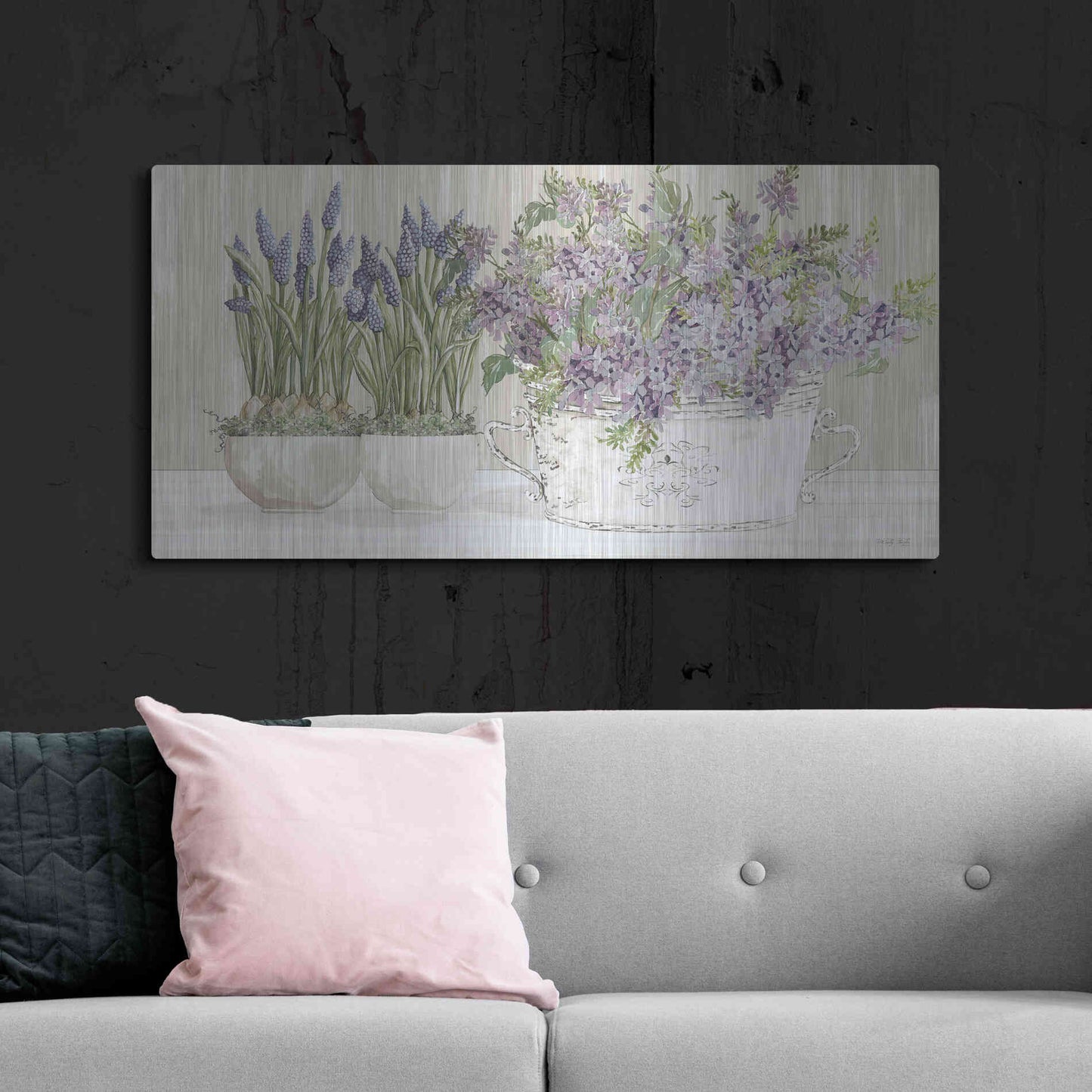 Luxe Metal Art 'Life is Better with Flowers' by Cindy Jacobs, Metal Wall Art,48x24