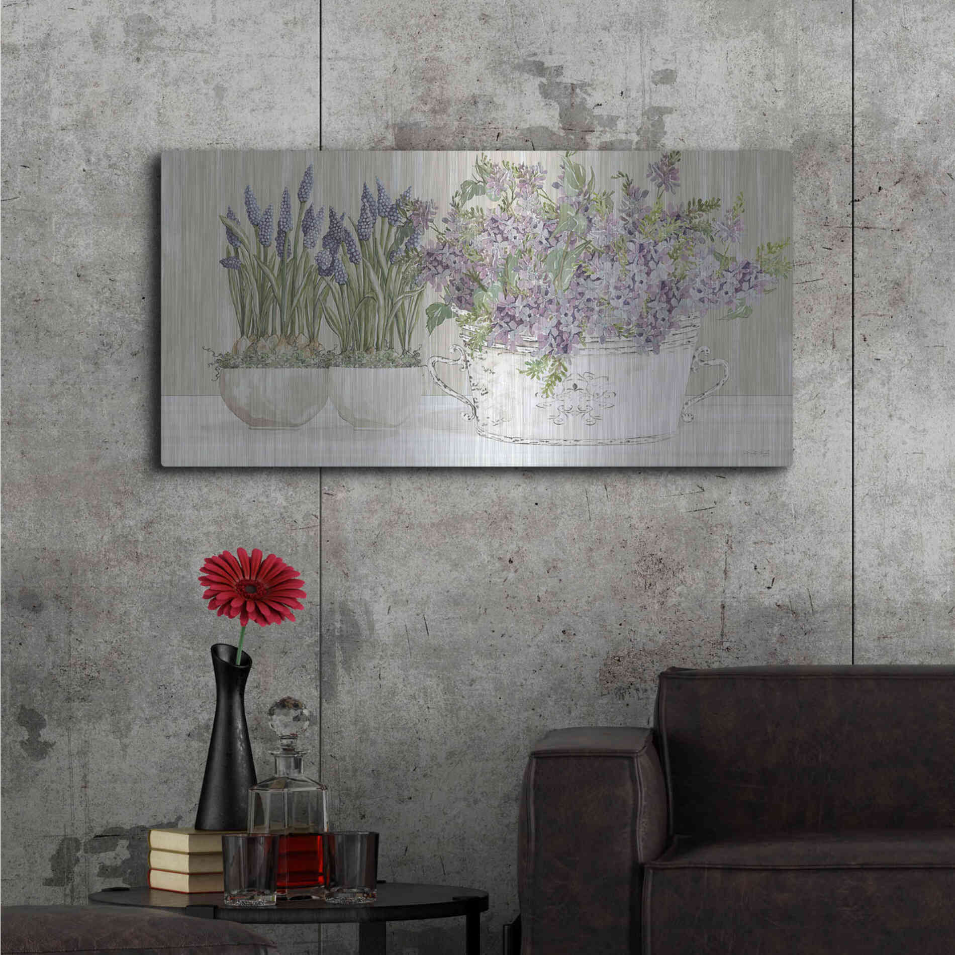 Luxe Metal Art 'Life is Better with Flowers' by Cindy Jacobs, Metal Wall Art,48x24