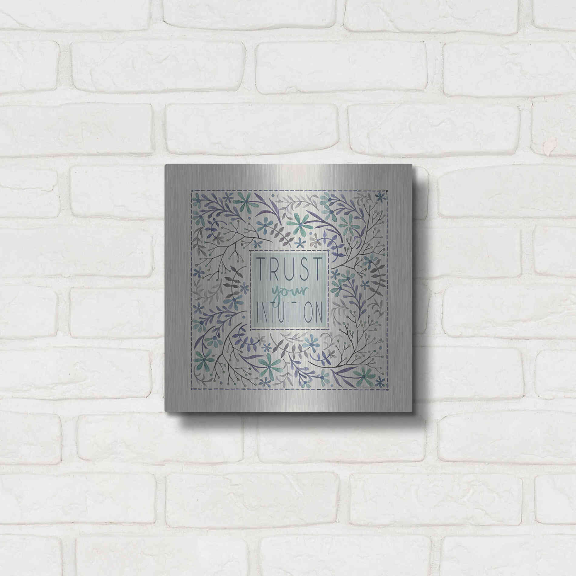 Luxe Metal Art 'Trust Your Intuition' by Cindy Jacobs, Metal Wall Art,12x12