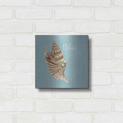 Luxe Metal Art 'Relax Seashell' by Cindy Jacobs, Metal Wall Art,12x12