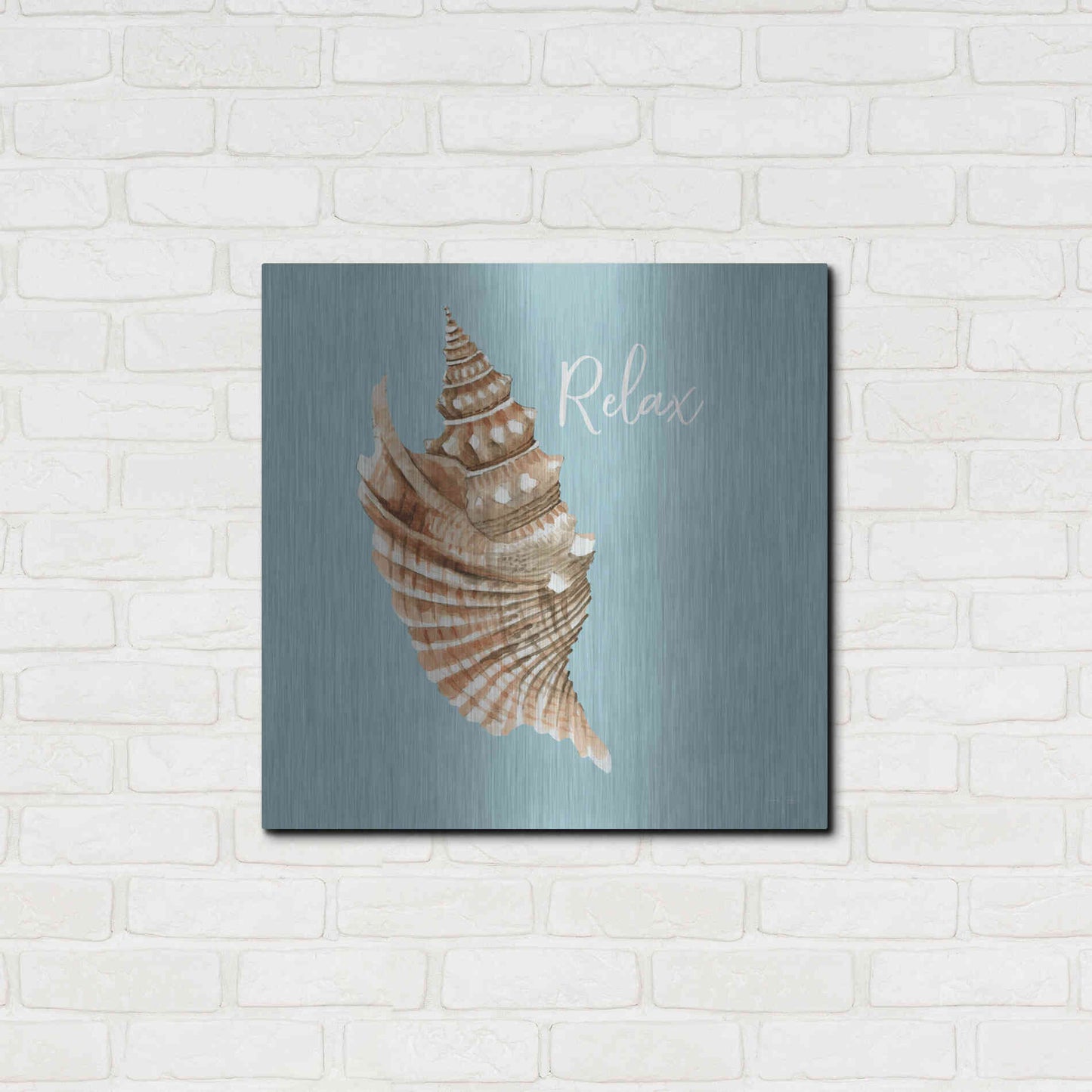 Luxe Metal Art 'Relax Seashell' by Cindy Jacobs, Metal Wall Art,24x24