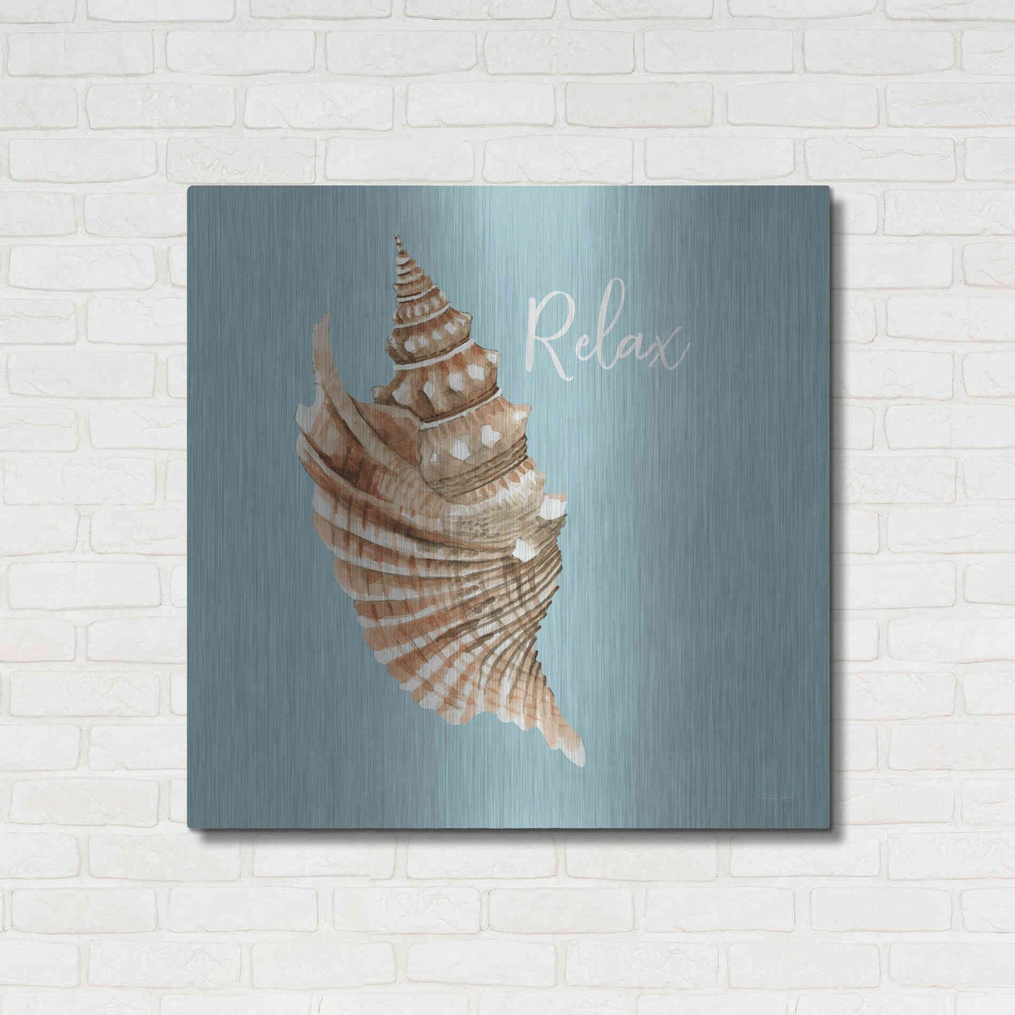 Luxe Metal Art 'Relax Seashell' by Cindy Jacobs, Metal Wall Art,36x36