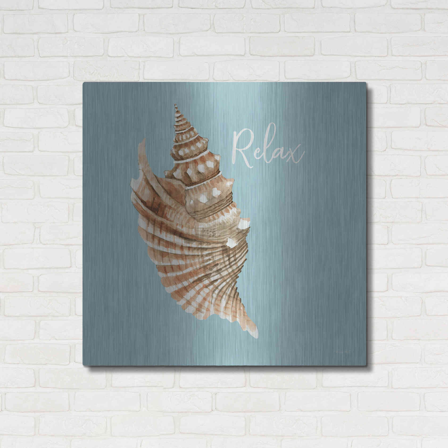 Luxe Metal Art 'Relax Seashell' by Cindy Jacobs, Metal Wall Art,36x36
