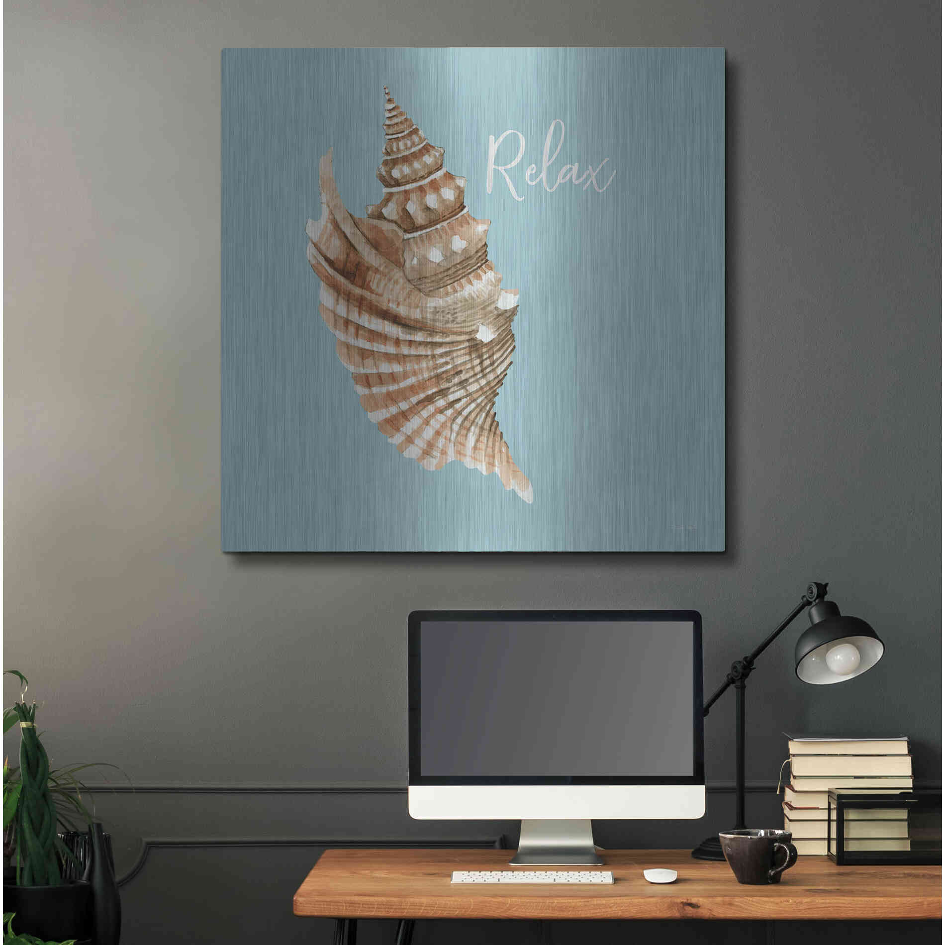 Luxe Metal Art 'Relax Seashell' by Cindy Jacobs, Metal Wall Art,36x36