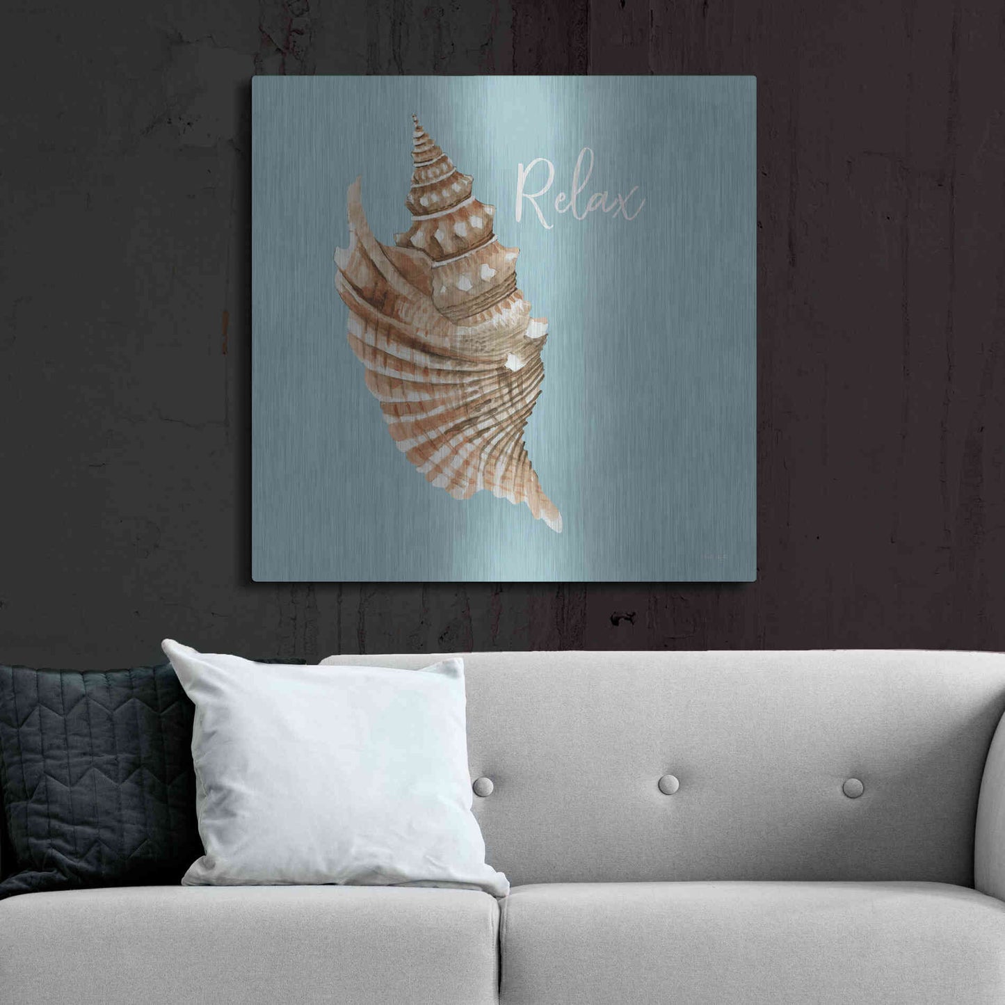 Luxe Metal Art 'Relax Seashell' by Cindy Jacobs, Metal Wall Art,36x36