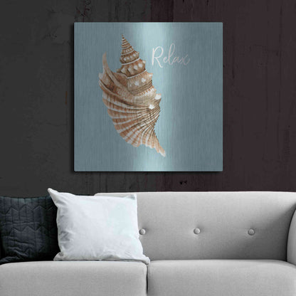 Luxe Metal Art 'Relax Seashell' by Cindy Jacobs, Metal Wall Art,36x36