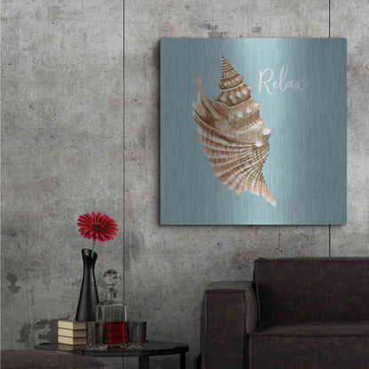 Luxe Metal Art 'Relax Seashell' by Cindy Jacobs, Metal Wall Art,36x36