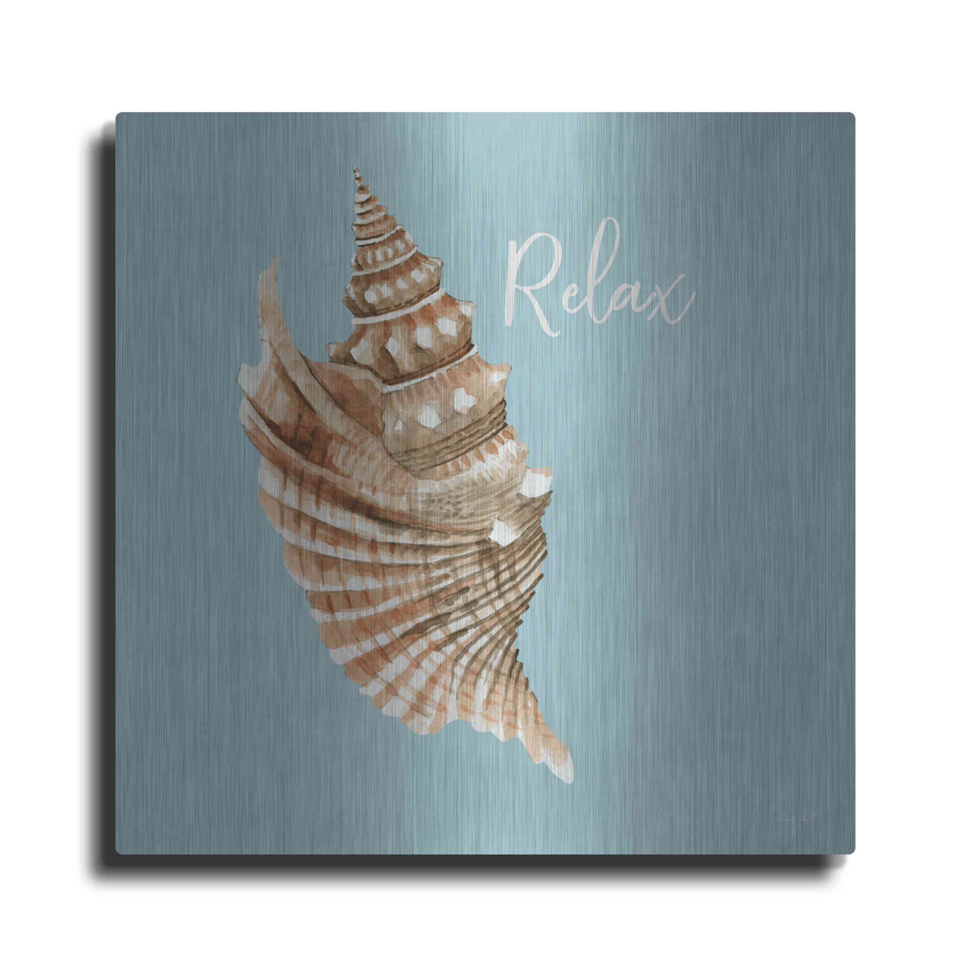 Luxe Metal Art 'Relax Seashell' by Cindy Jacobs, Metal Wall Art