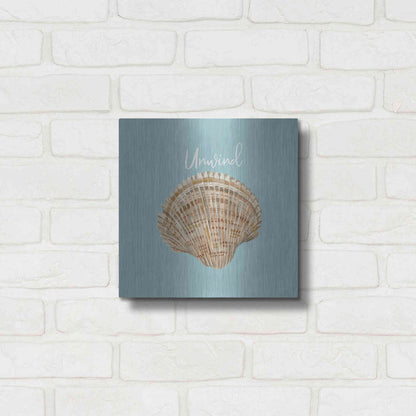 Luxe Metal Art 'Unwind Seashell' by Cindy Jacobs, Metal Wall Art,12x12