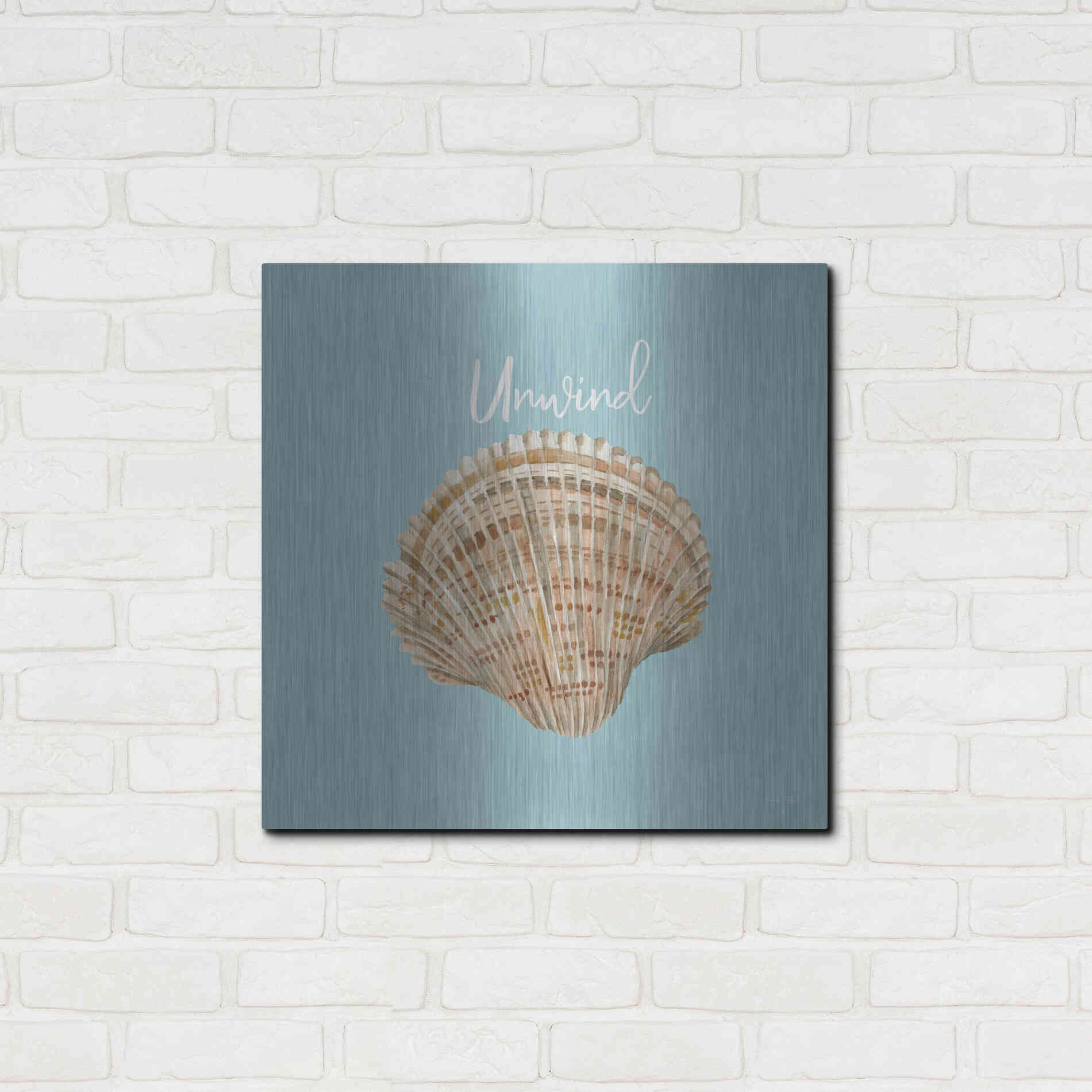 Luxe Metal Art 'Unwind Seashell' by Cindy Jacobs, Metal Wall Art,24x24