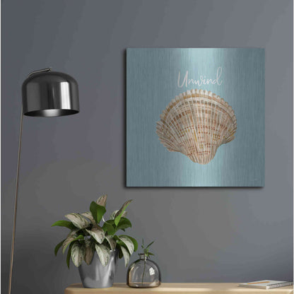 Luxe Metal Art 'Unwind Seashell' by Cindy Jacobs, Metal Wall Art,24x24
