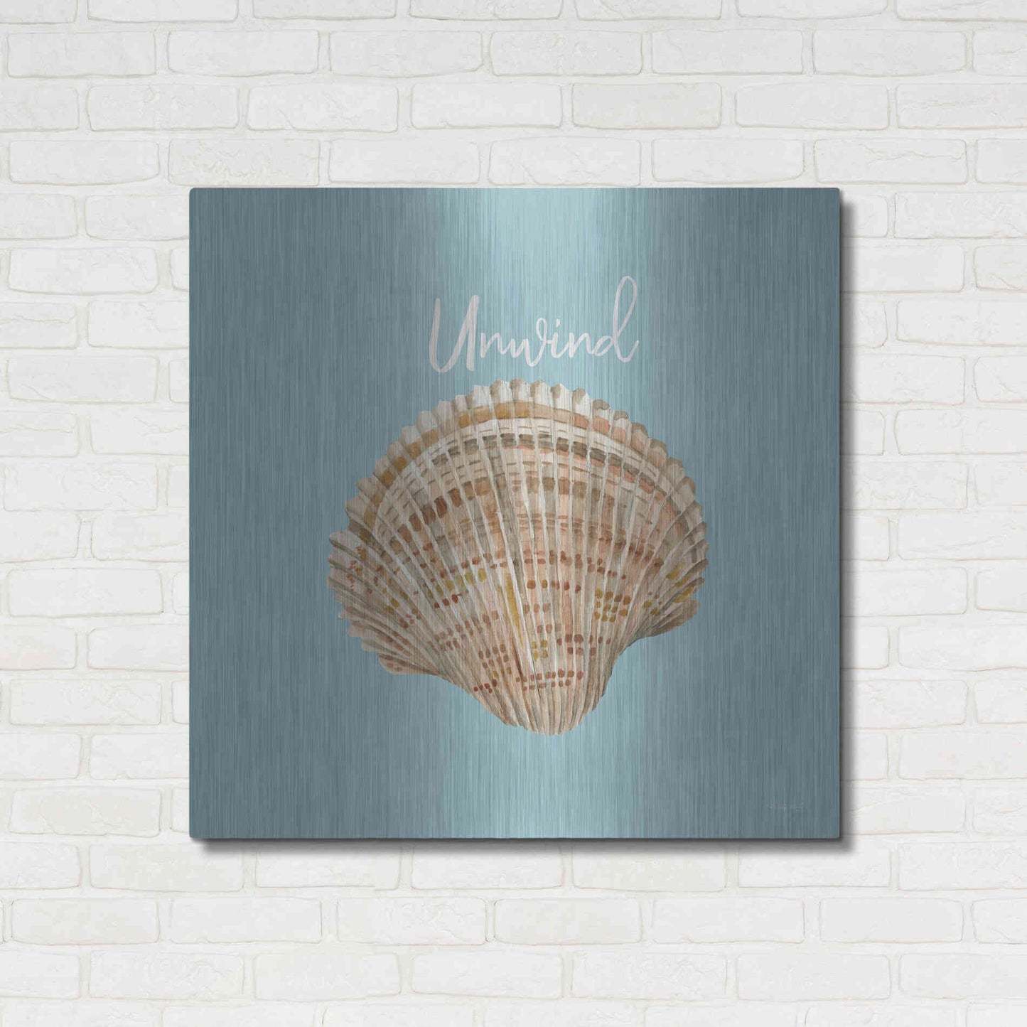 Luxe Metal Art 'Unwind Seashell' by Cindy Jacobs, Metal Wall Art,36x36