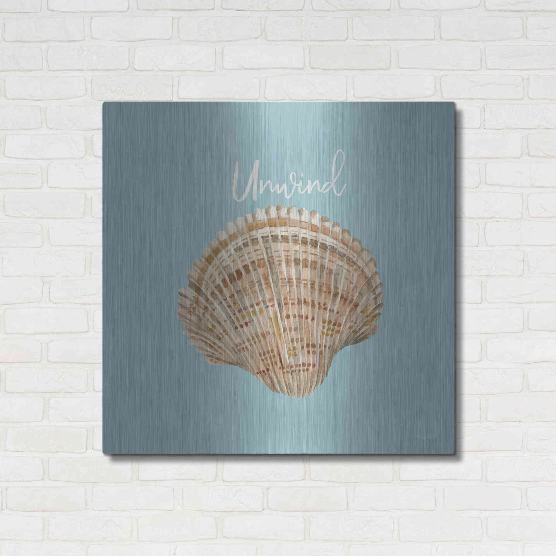Luxe Metal Art 'Unwind Seashell' by Cindy Jacobs, Metal Wall Art,36x36