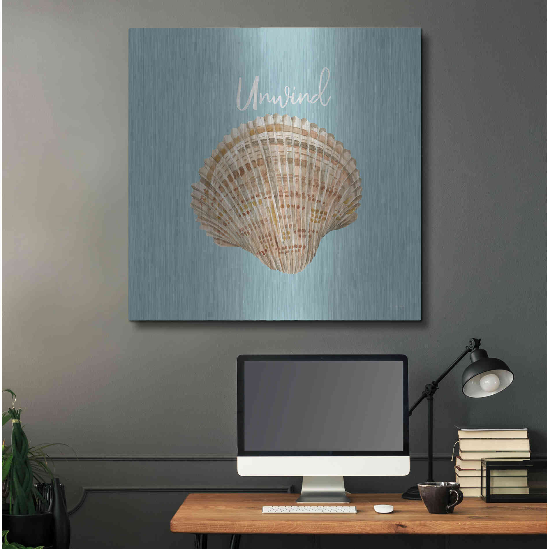 Luxe Metal Art 'Unwind Seashell' by Cindy Jacobs, Metal Wall Art,36x36
