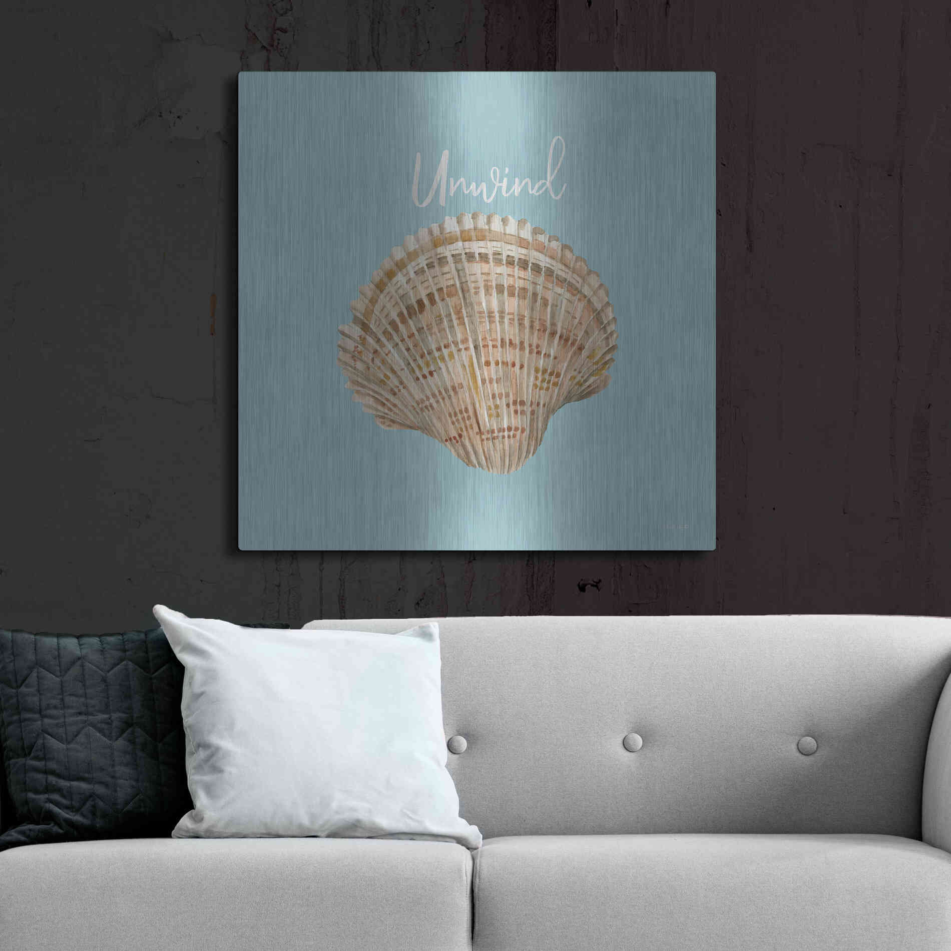Luxe Metal Art 'Unwind Seashell' by Cindy Jacobs, Metal Wall Art,36x36