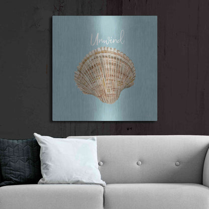 Luxe Metal Art 'Unwind Seashell' by Cindy Jacobs, Metal Wall Art,36x36
