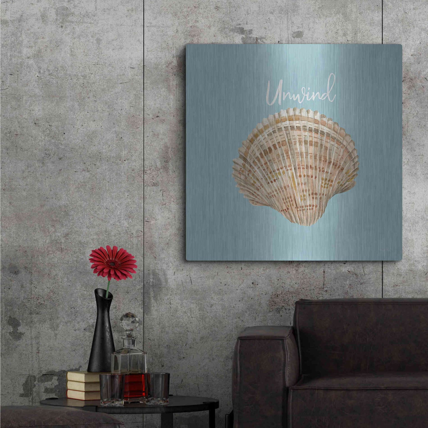 Luxe Metal Art 'Unwind Seashell' by Cindy Jacobs, Metal Wall Art,36x36