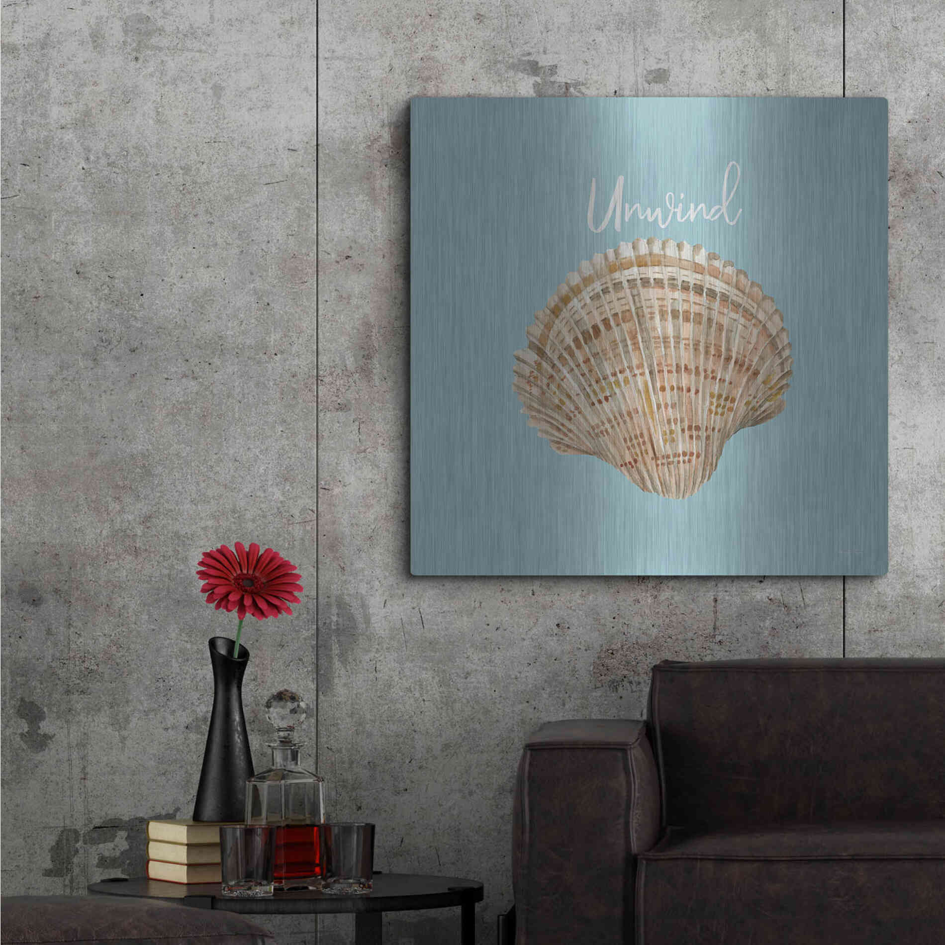 Luxe Metal Art 'Unwind Seashell' by Cindy Jacobs, Metal Wall Art,36x36