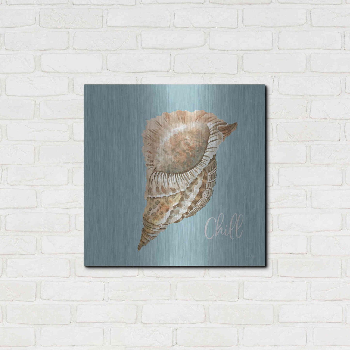 Luxe Metal Art 'Chill Seashell' by Cindy Jacobs, Metal Wall Art,24x24