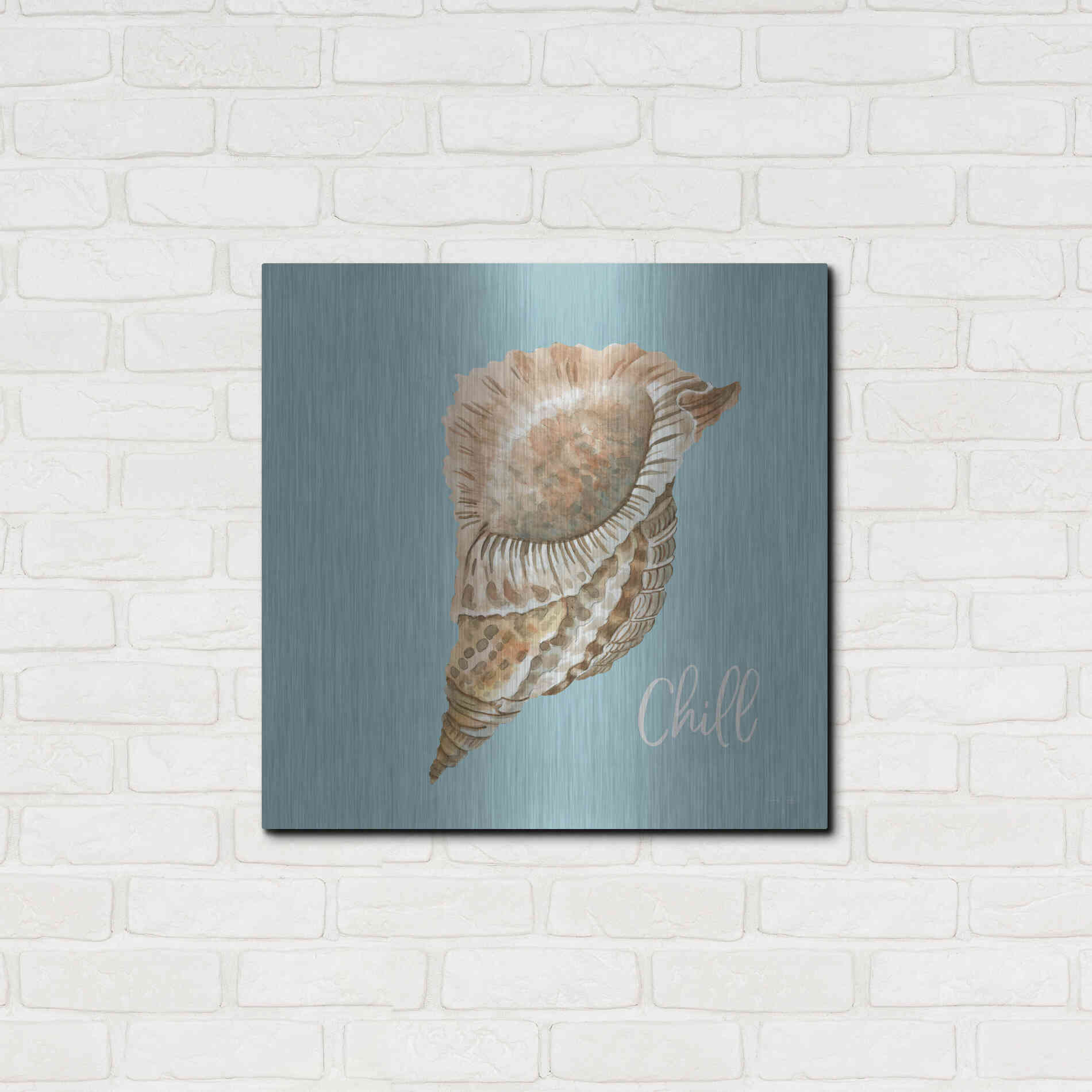 Luxe Metal Art 'Chill Seashell' by Cindy Jacobs, Metal Wall Art,24x24