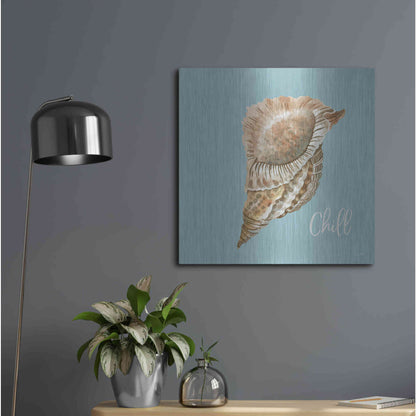 Luxe Metal Art 'Chill Seashell' by Cindy Jacobs, Metal Wall Art,24x24