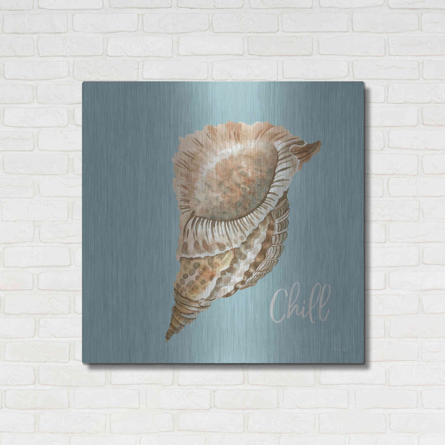 Luxe Metal Art 'Chill Seashell' by Cindy Jacobs, Metal Wall Art,36x36