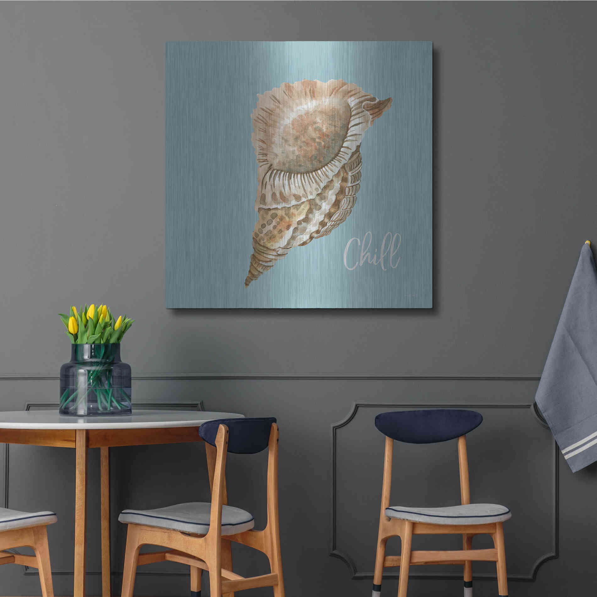 Luxe Metal Art 'Chill Seashell' by Cindy Jacobs, Metal Wall Art,36x36