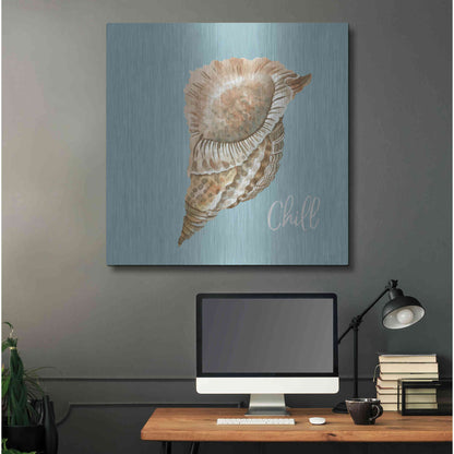 Luxe Metal Art 'Chill Seashell' by Cindy Jacobs, Metal Wall Art,36x36